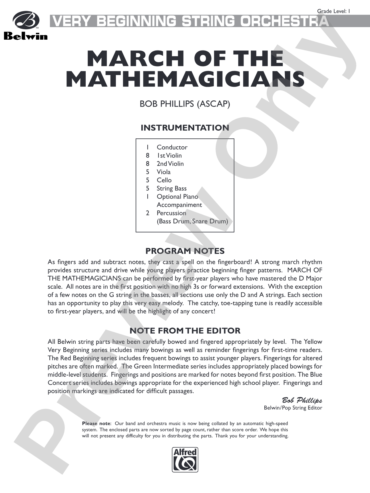 March of the Mathemagicians: String Orchestra Conductor Score & Parts