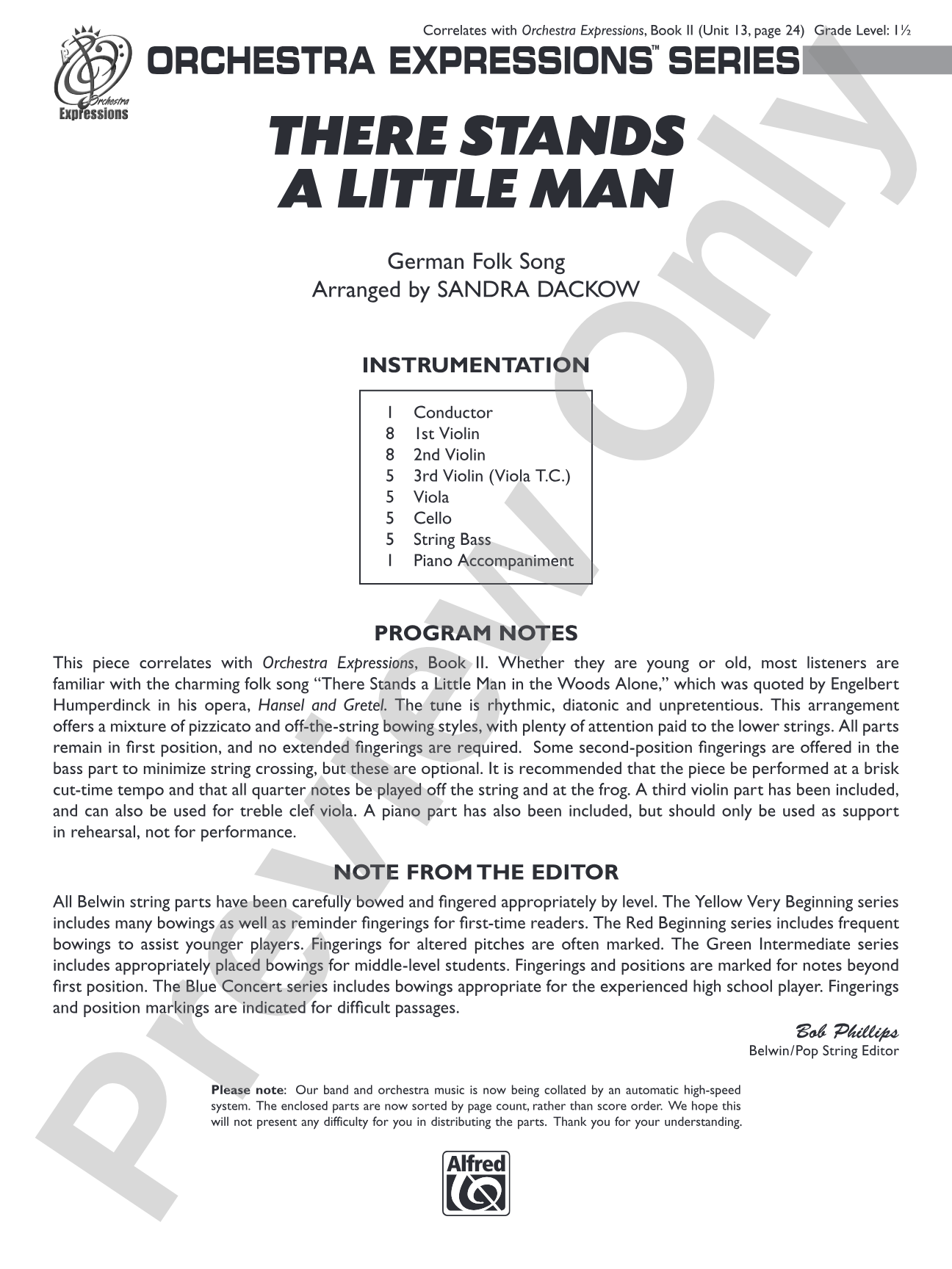 There Stands a Little Man: String Orchestra Conductor Score & Parts