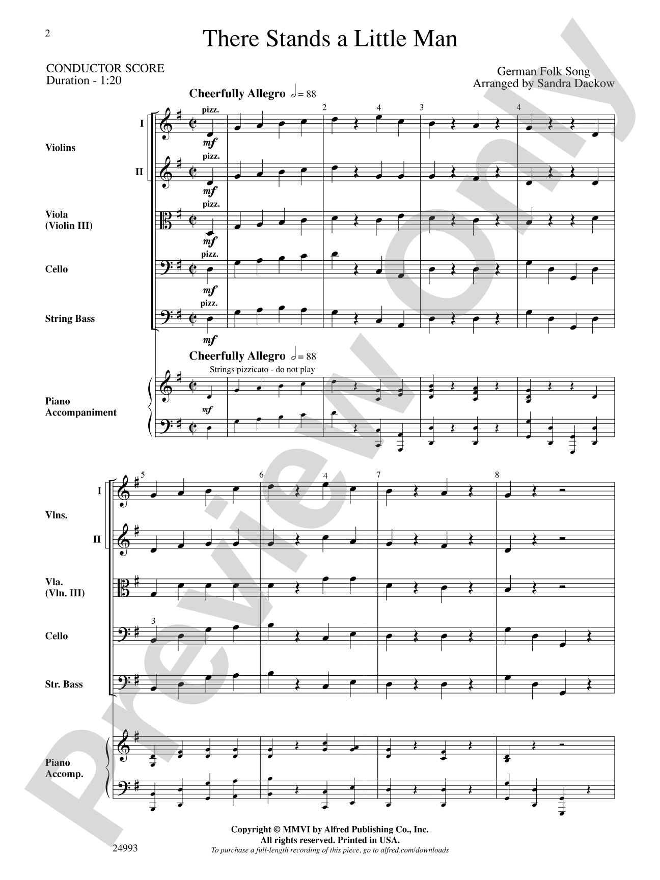 There Stands a Little Man: String Orchestra Conductor Score & Parts