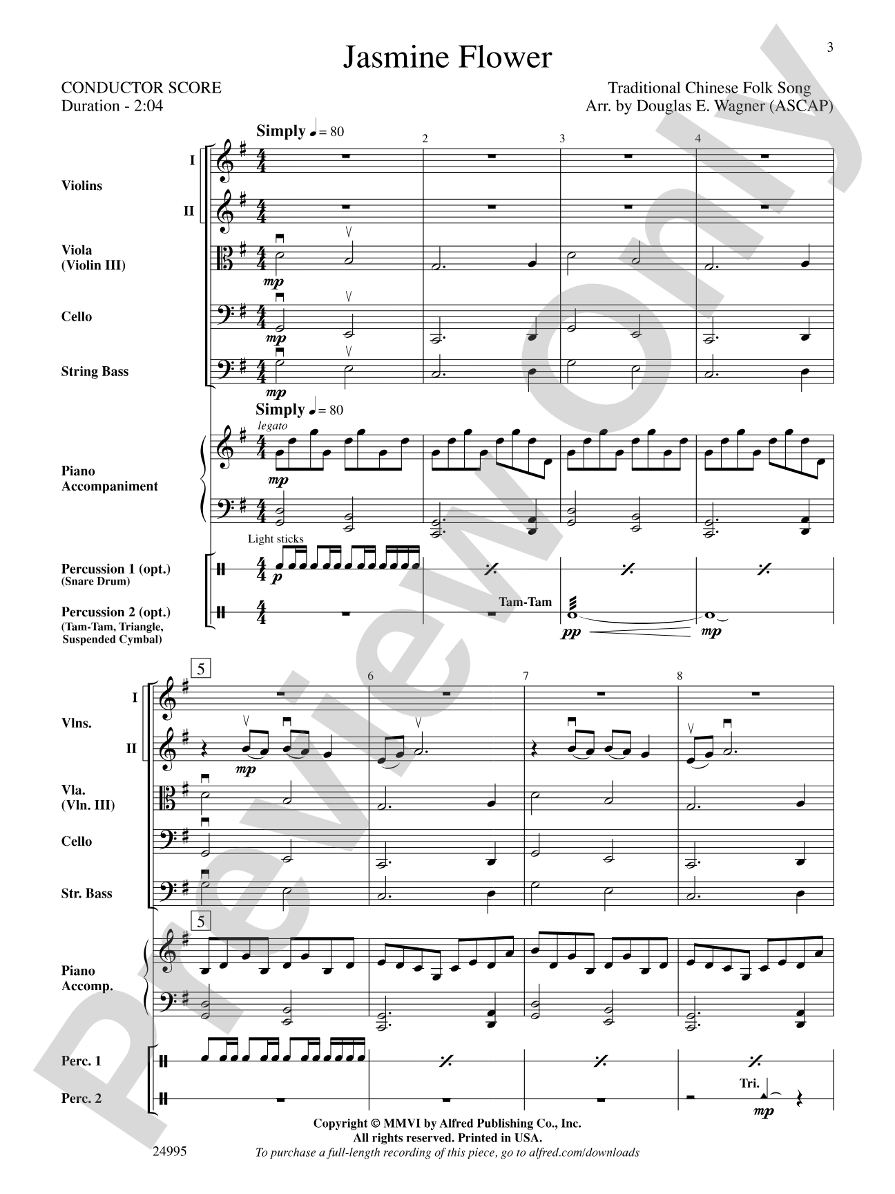 Jasmine Flower: String Orchestra Conductor Score & Parts