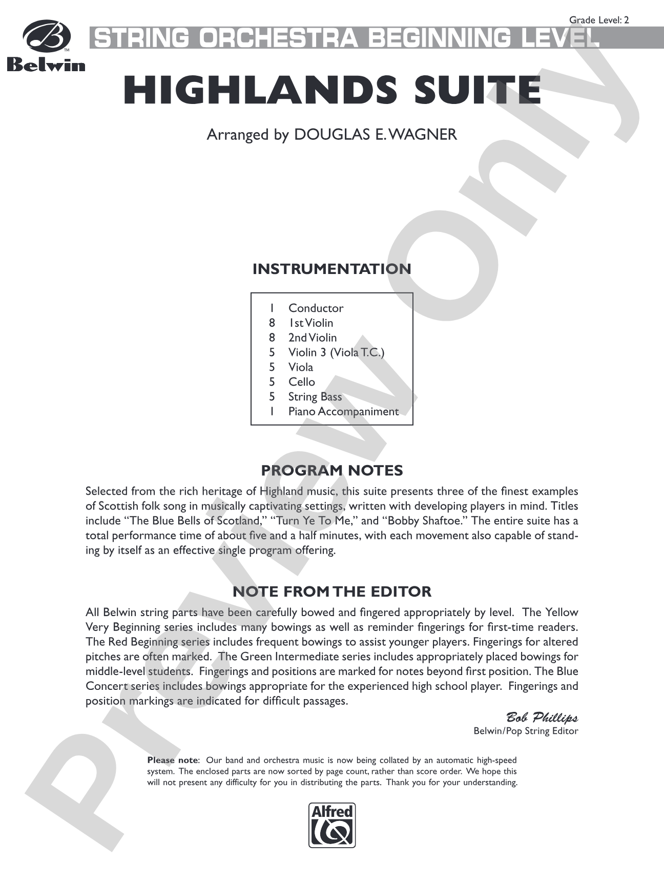 Highlands Suite: String Orchestra Conductor Score & Parts