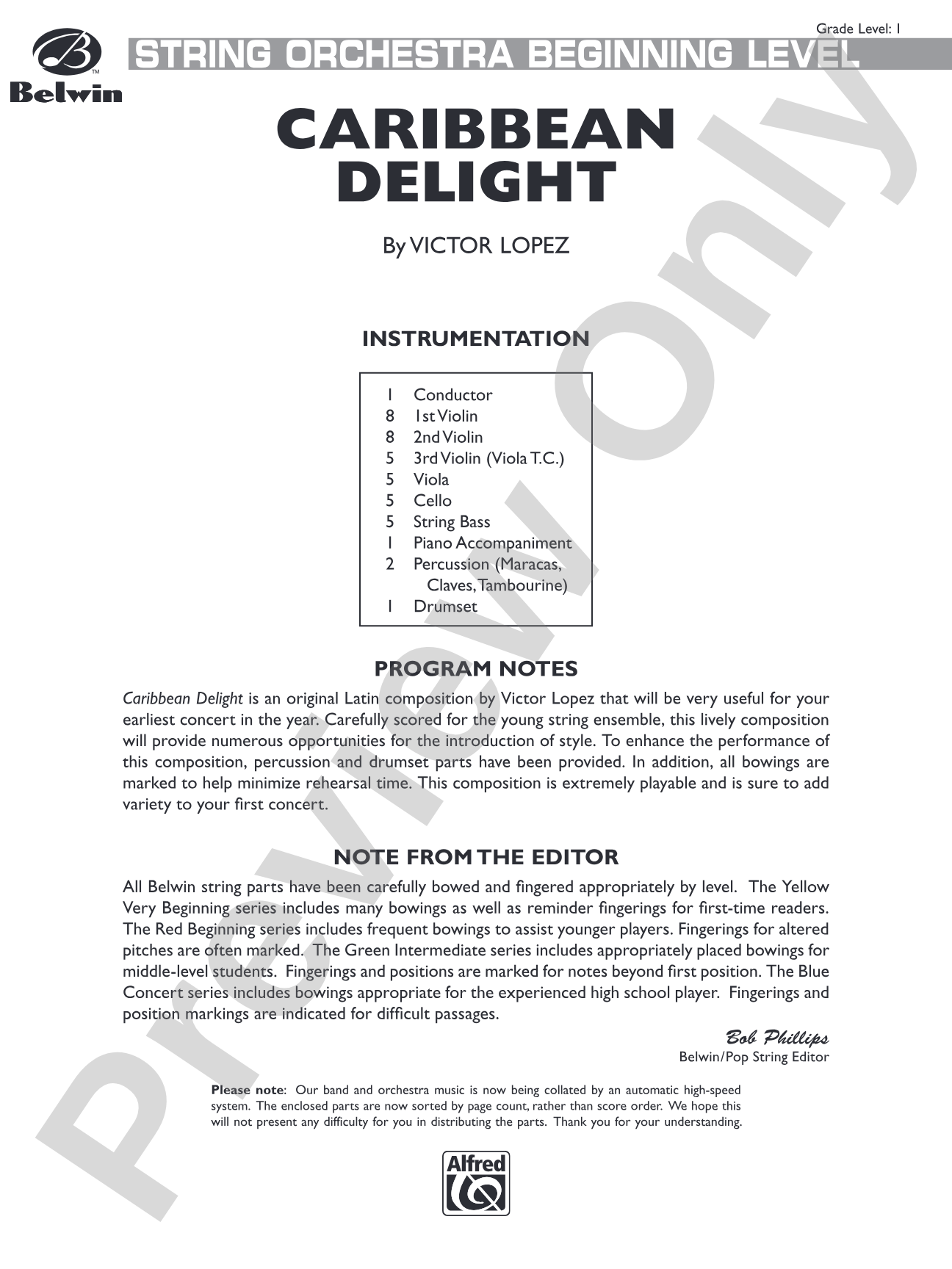 Caribbean Delight: String Orchestra Conductor Score & Parts