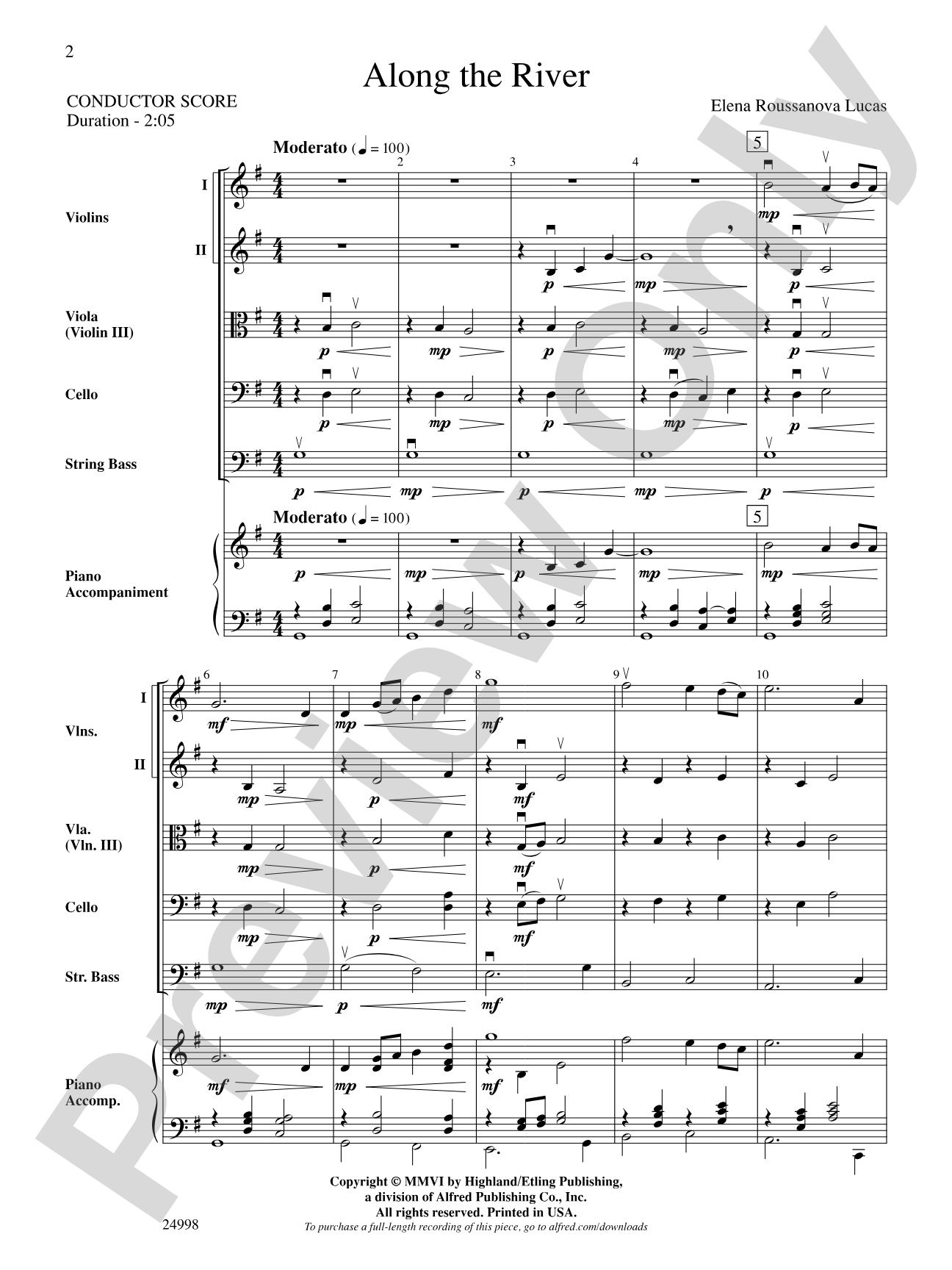 Along the River: String Orchestra Conductor Score & Parts