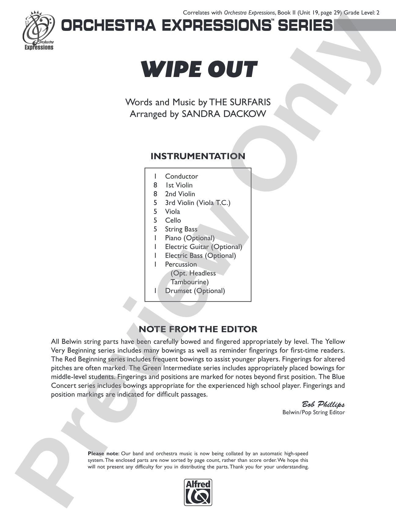 Wipe Out: String Orchestra Conductor Score & Parts