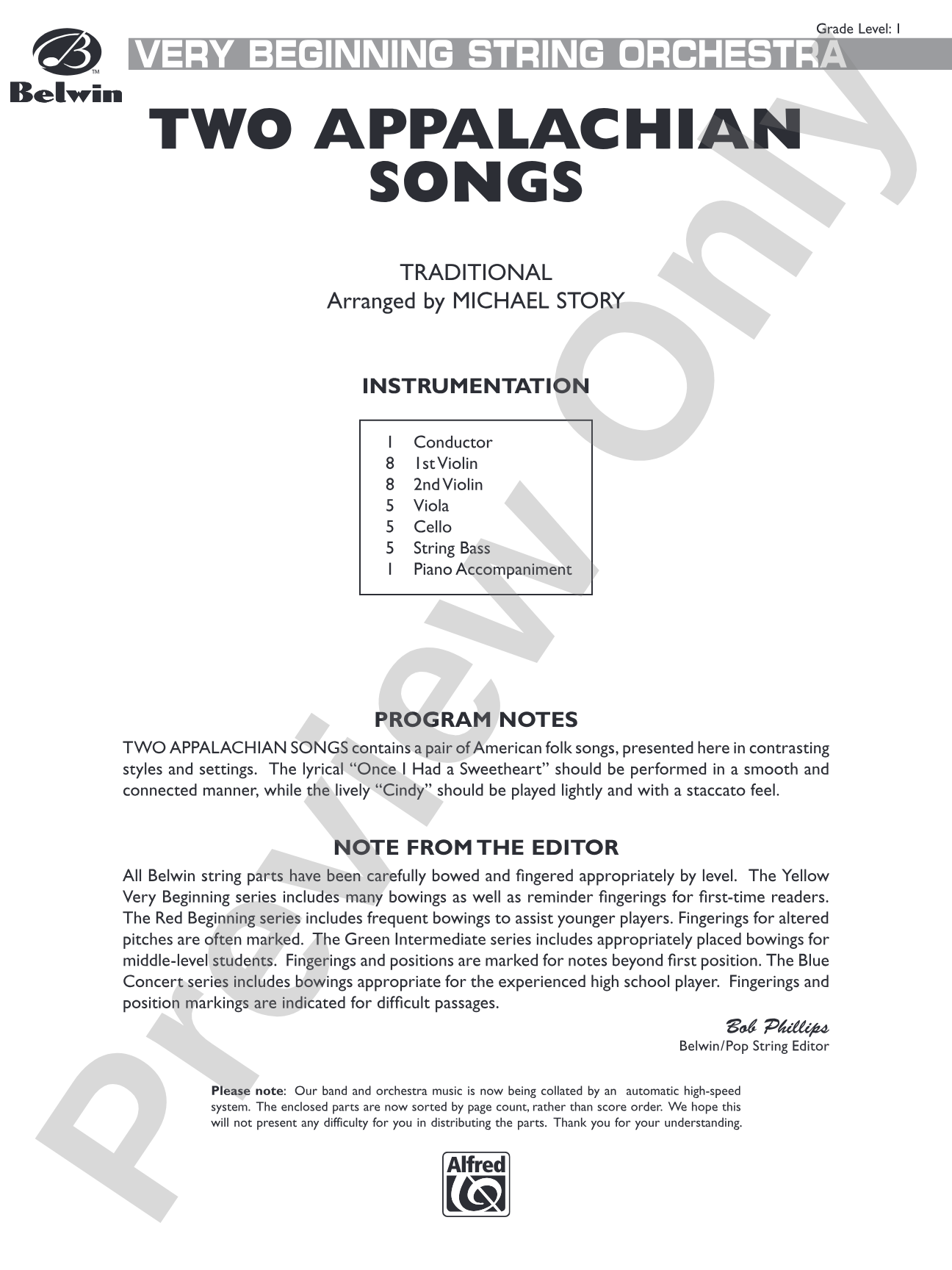 Two Appalachian Songs: String Orchestra Conductor Score & Parts