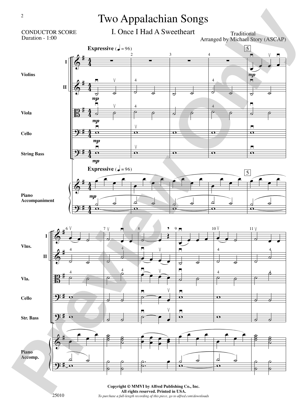 Two Appalachian Songs: String Orchestra Conductor Score & Parts
