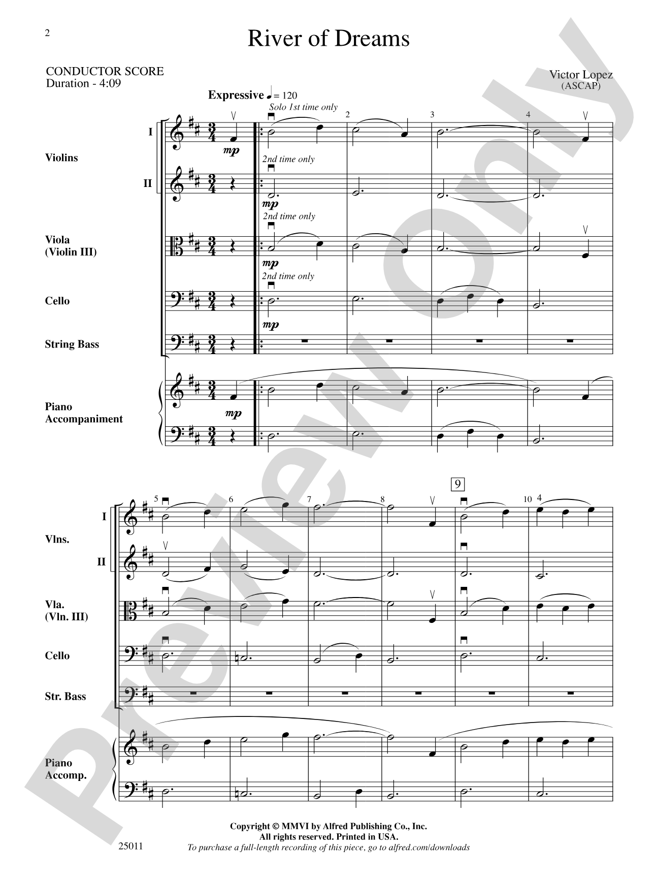 River of Dreams: String Orchestra Conductor Score & Parts