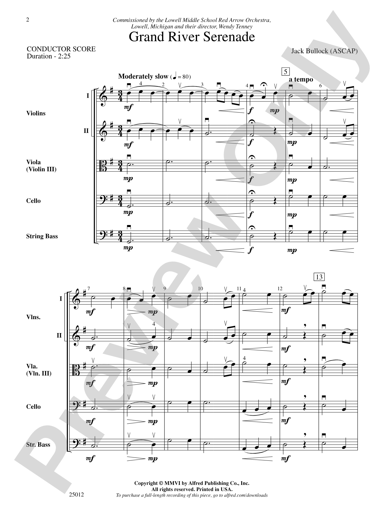Grand River Serenade: String Orchestra Conductor Score & Parts