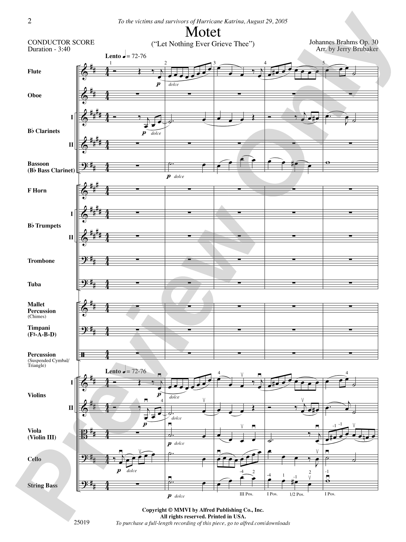 Motet: Full Orchestra Conductor Score & Parts