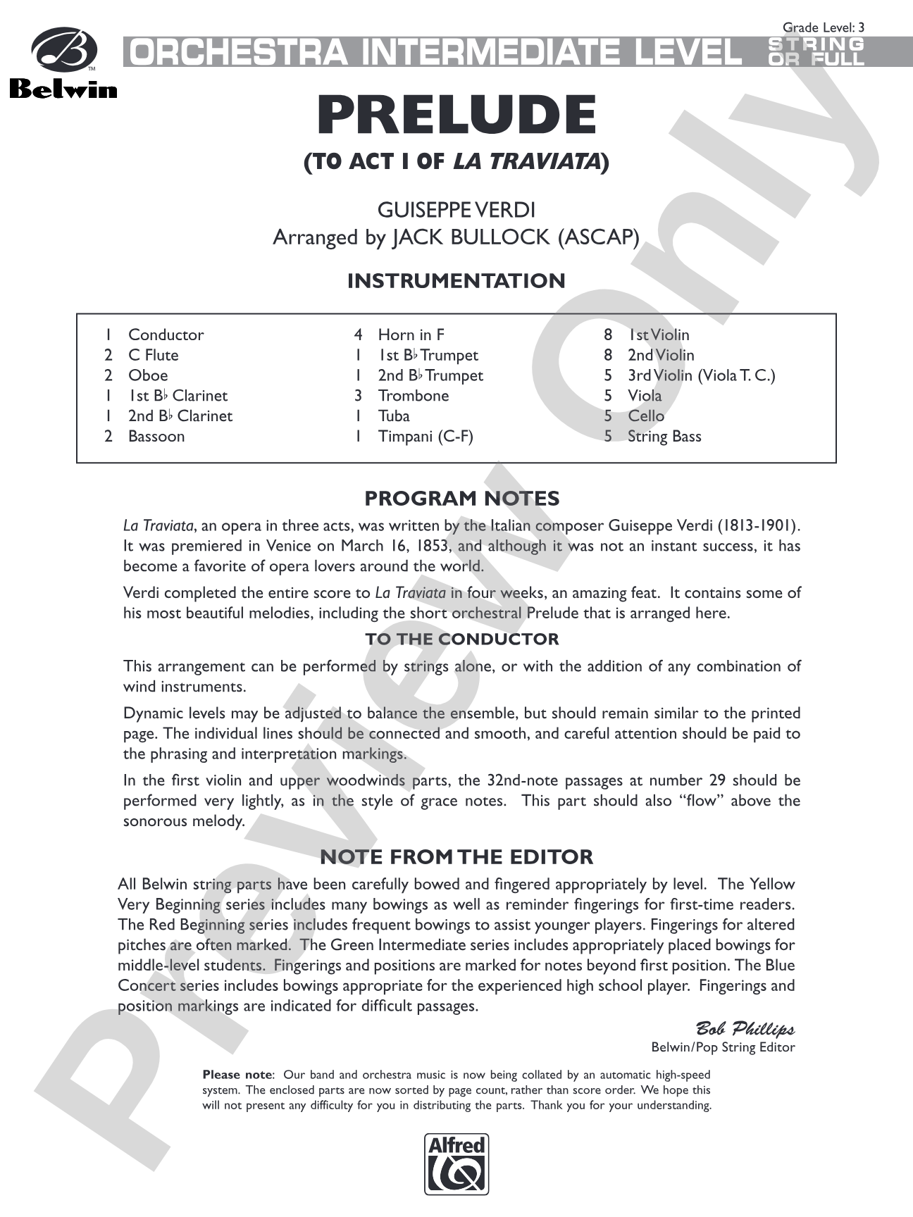 Prelude: Full Orchestra Conductor Score & Parts