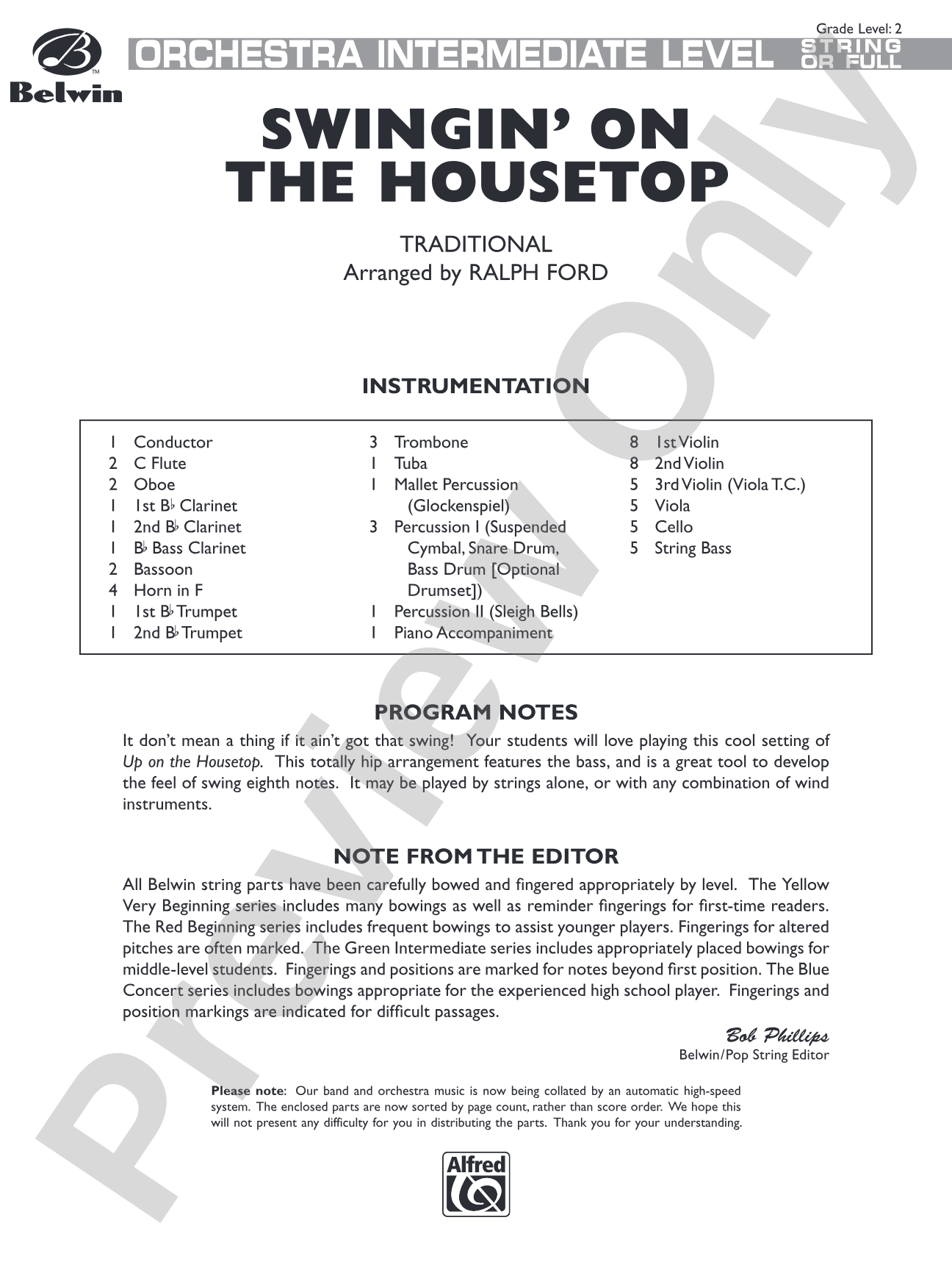 Swingin' on the Housetop: Full Orchestra Conductor Score & Parts