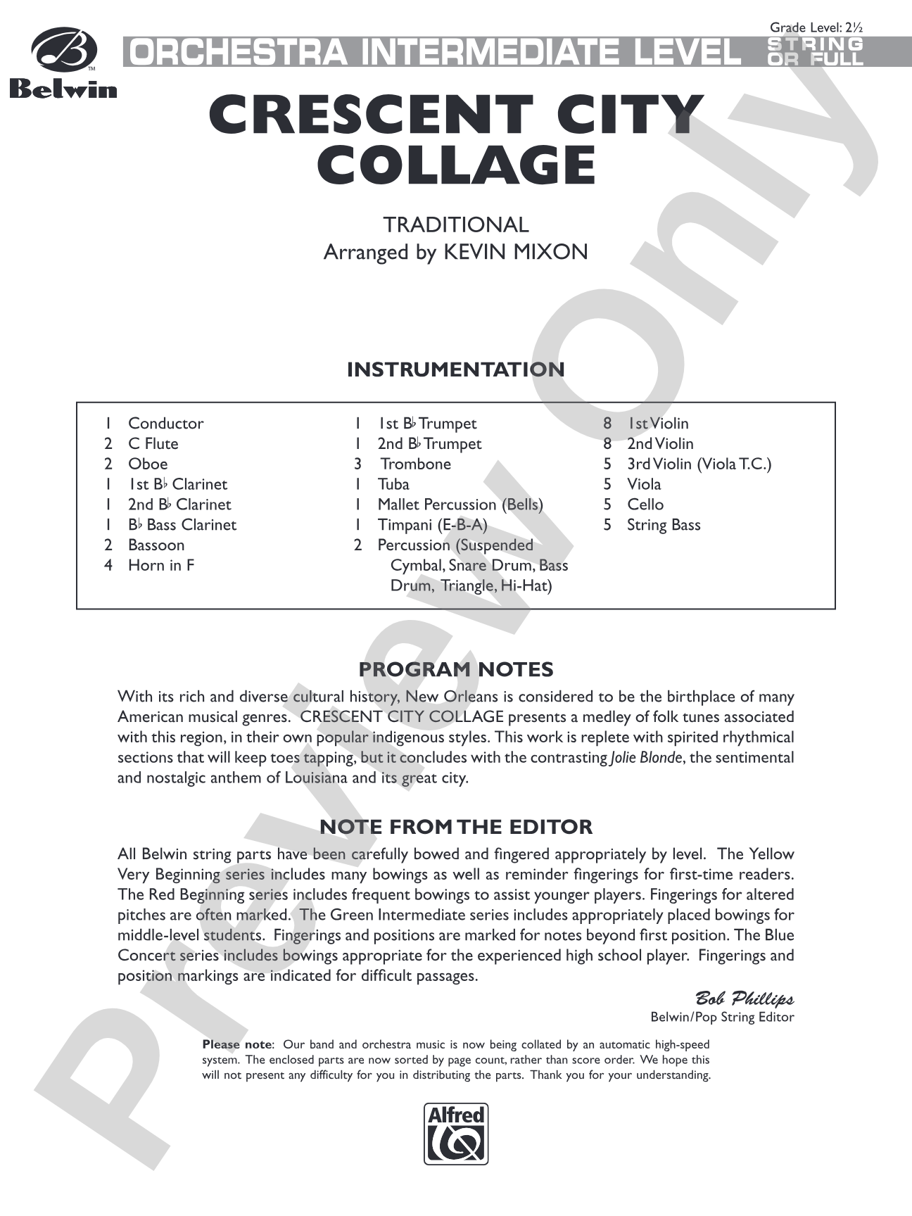 Crescent City Collage: Full Orchestra Conductor Score & Parts