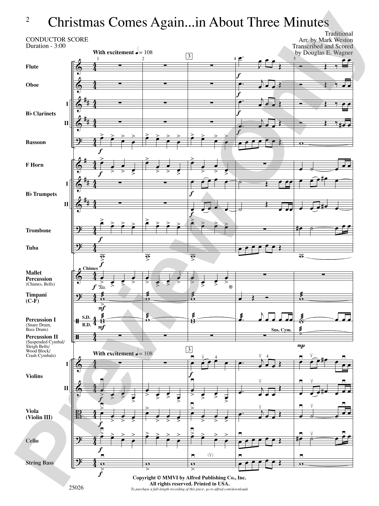 Christmas Comes Again... in About Three Minutes: Full Orchestra Conductor Score & Parts