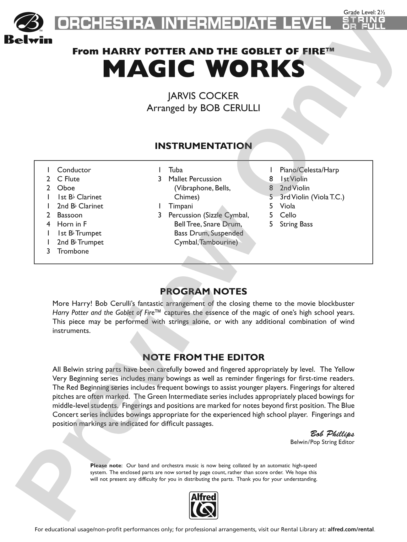 Magic Works (from Harry Potter and the Goblet of Fire™): Score