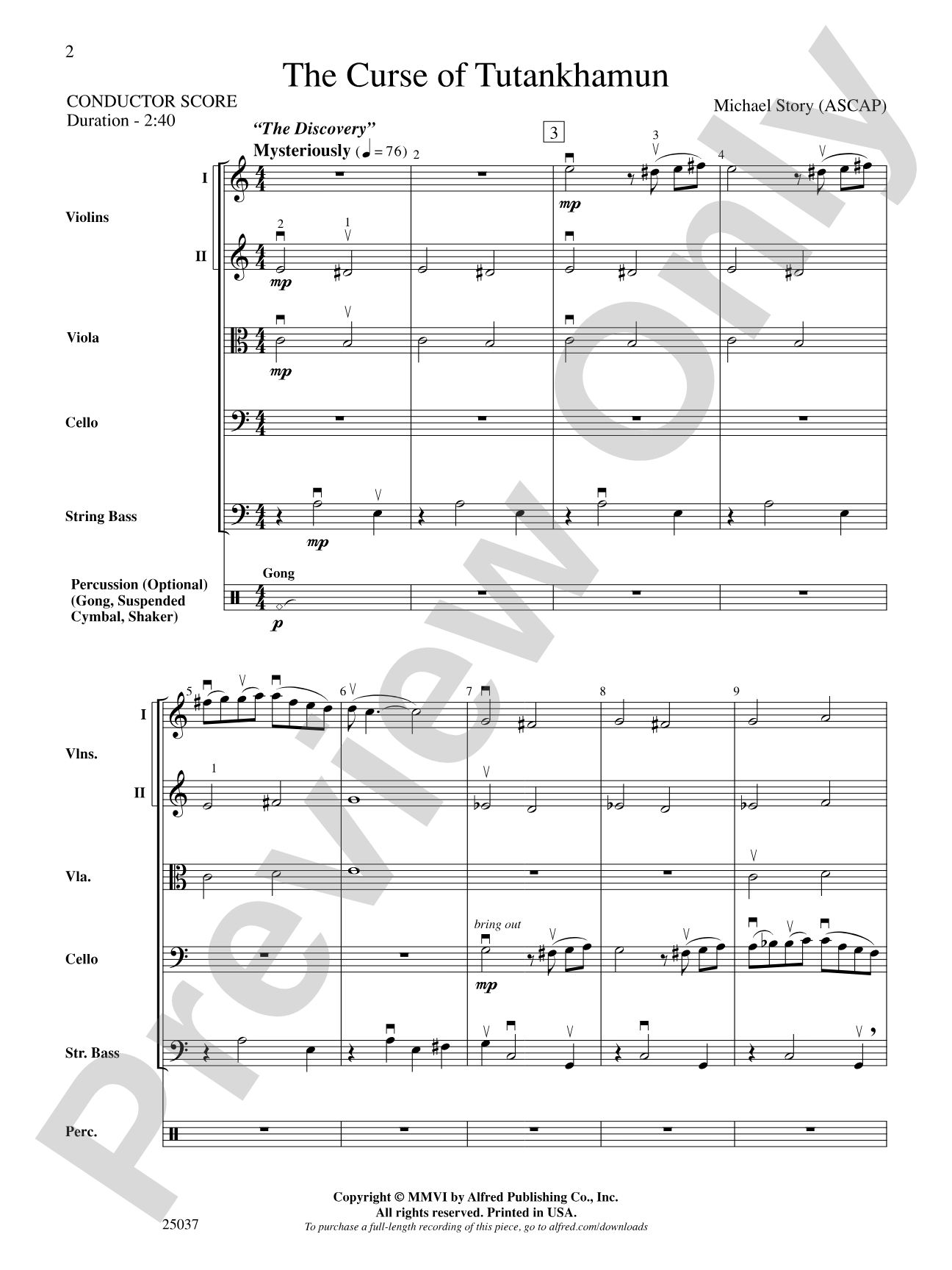 The Curse of Tutankhamun: String Orchestra Conductor Score & Parts