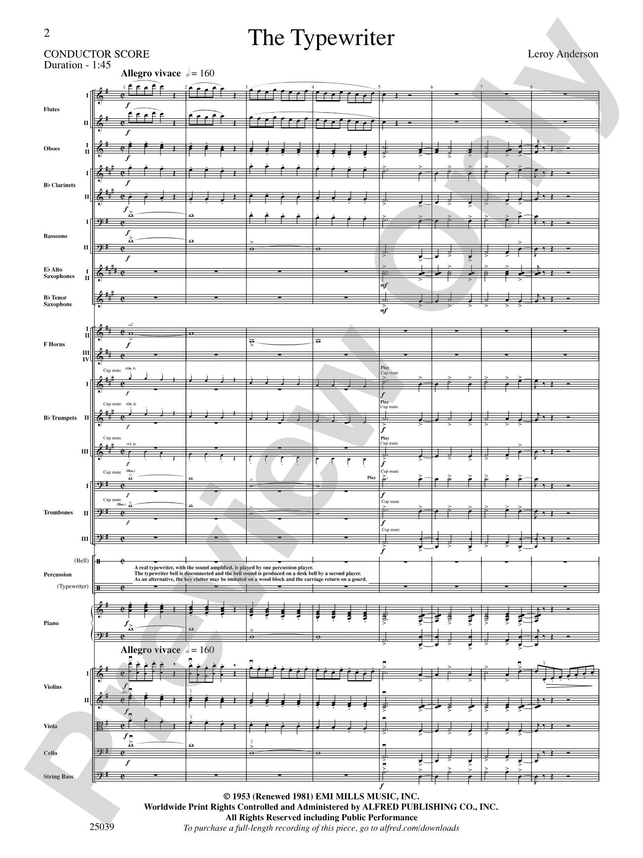 The Typewriter: Full Orchestra Conductor Score & Parts