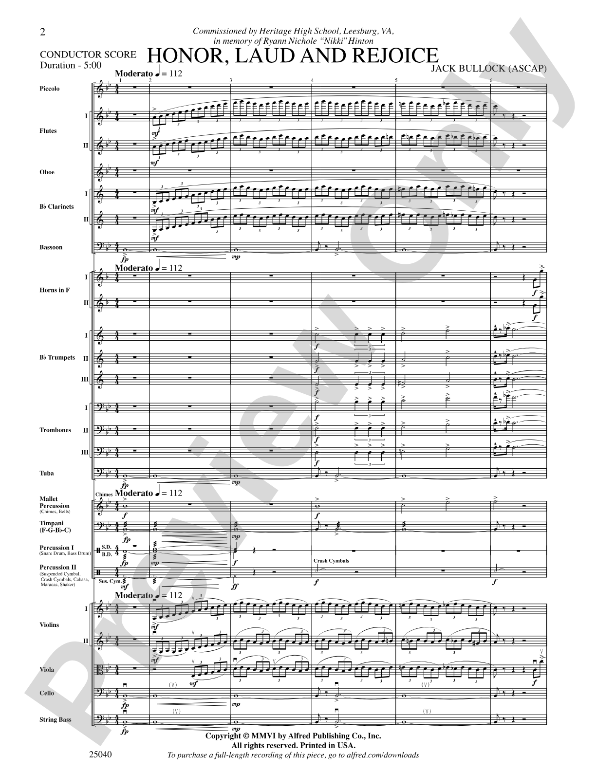 Honor, Laud and Rejoice: Full Orchestra Conductor Score & Parts
