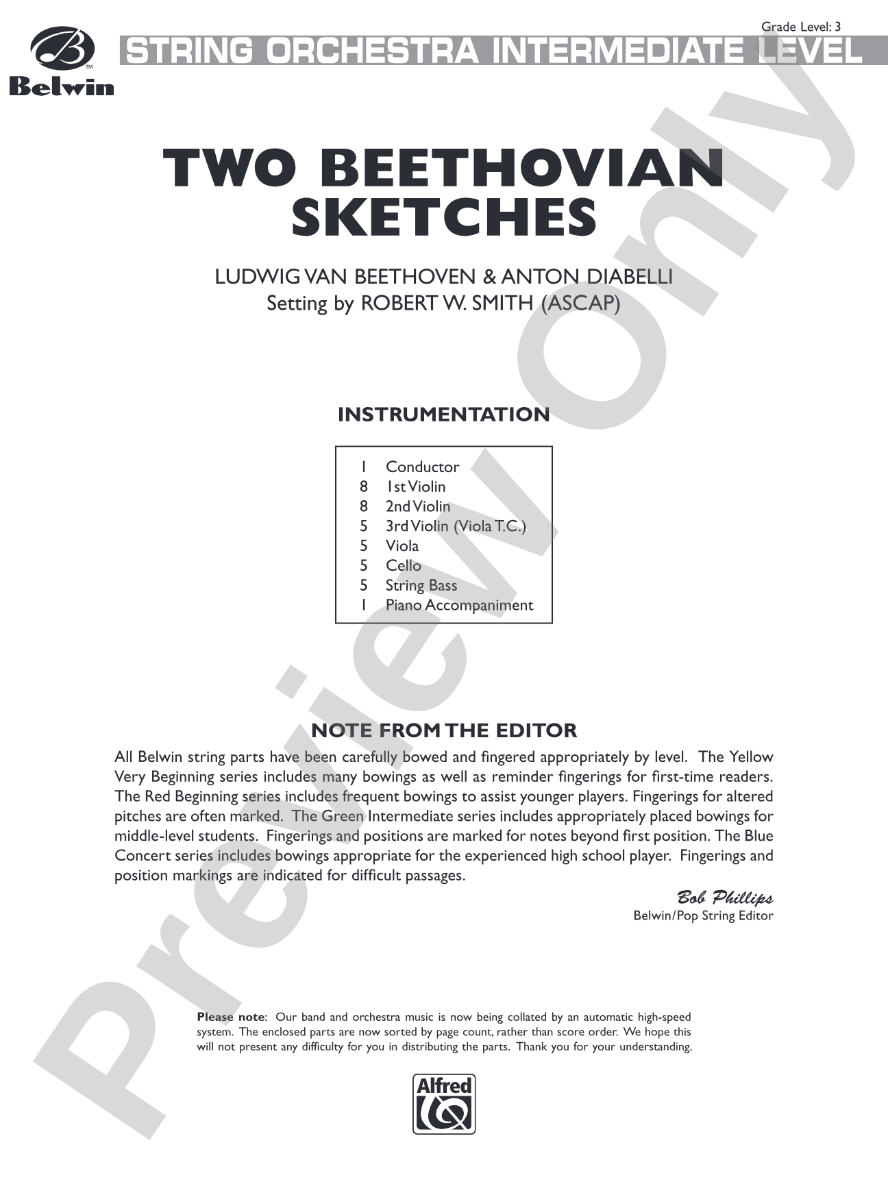 Two Beethovian Sketches: String Orchestra Conductor Score & Parts