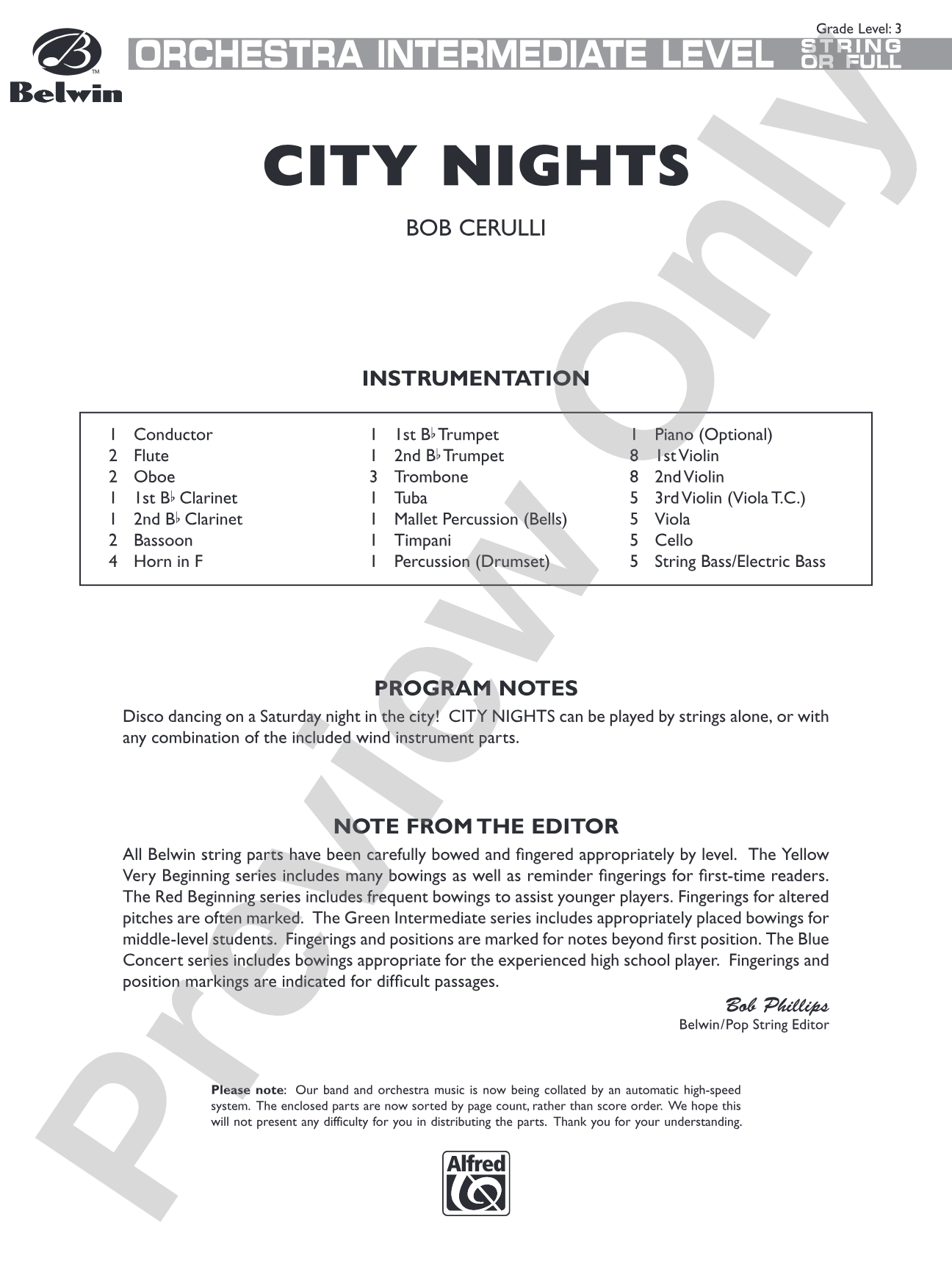 City Nights: Full Orchestra Conductor Score & Parts