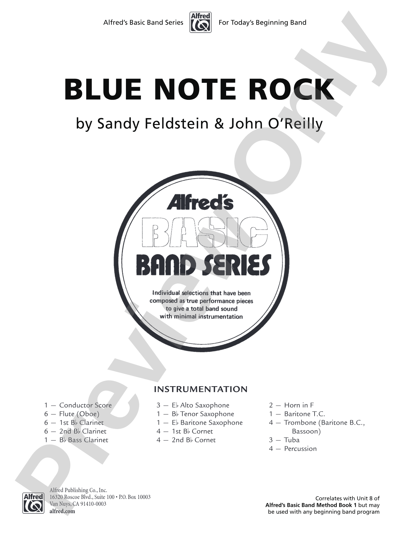 Blue Note Rock: Concert Band Conductor Score & Parts