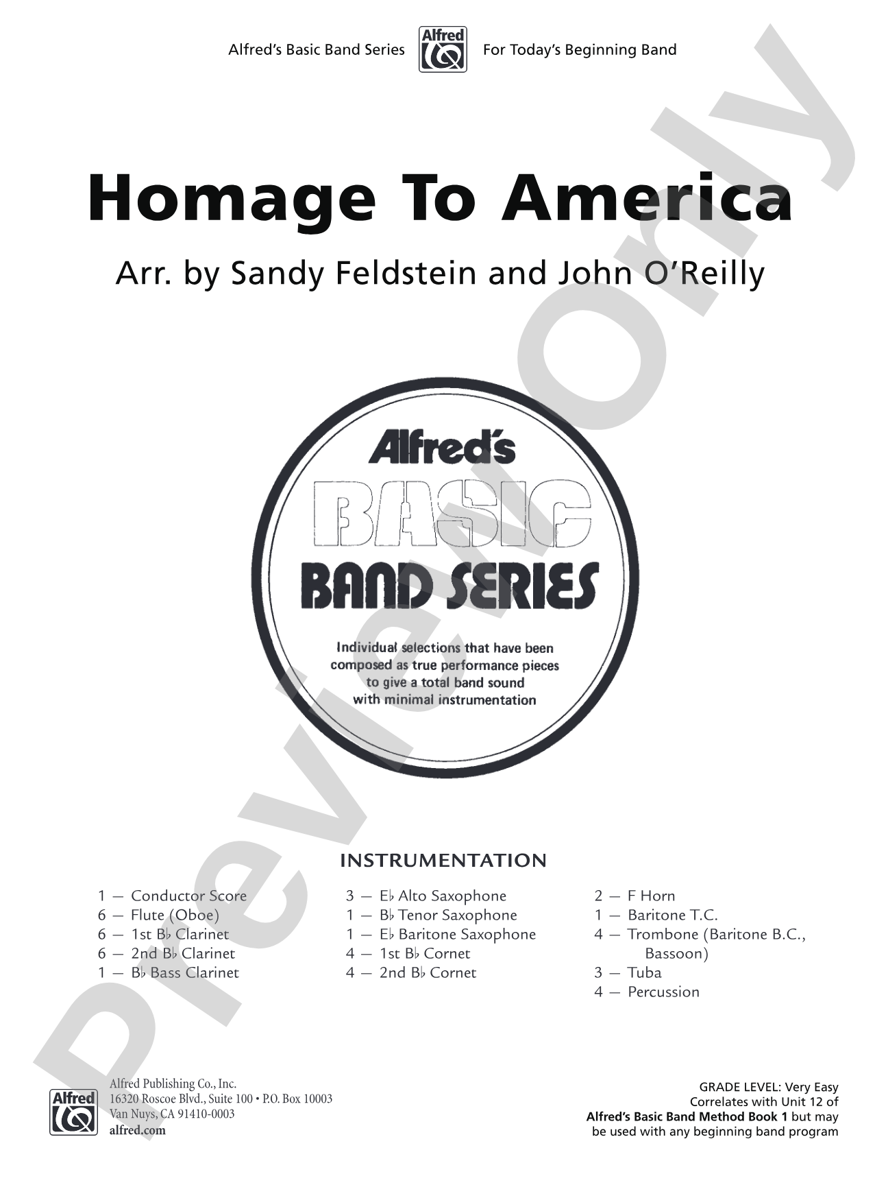 Homage to America: Concert Band Conductor Score & Parts