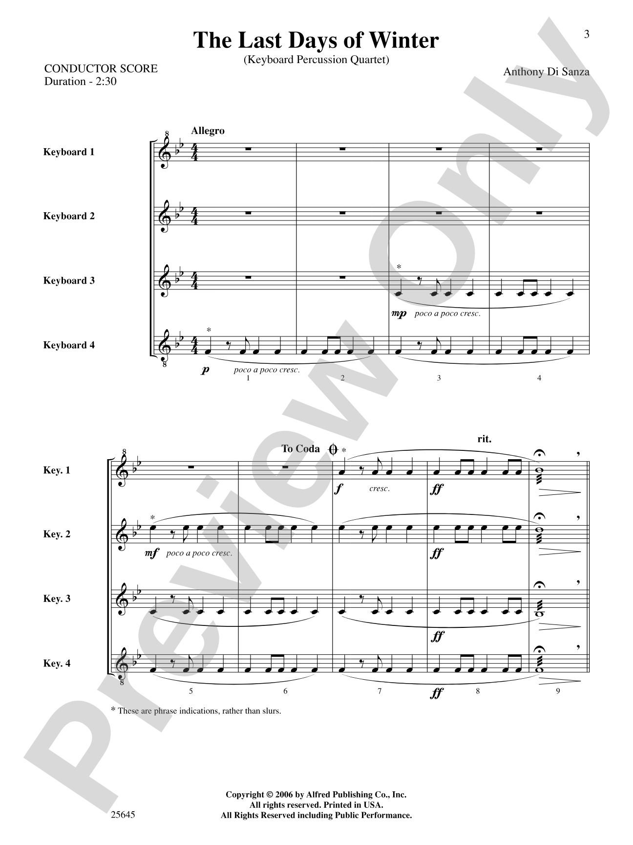 The Last Days of Winter (Keyboard Percussion Quartet): Percussion Ensemble Conductor Score & Parts