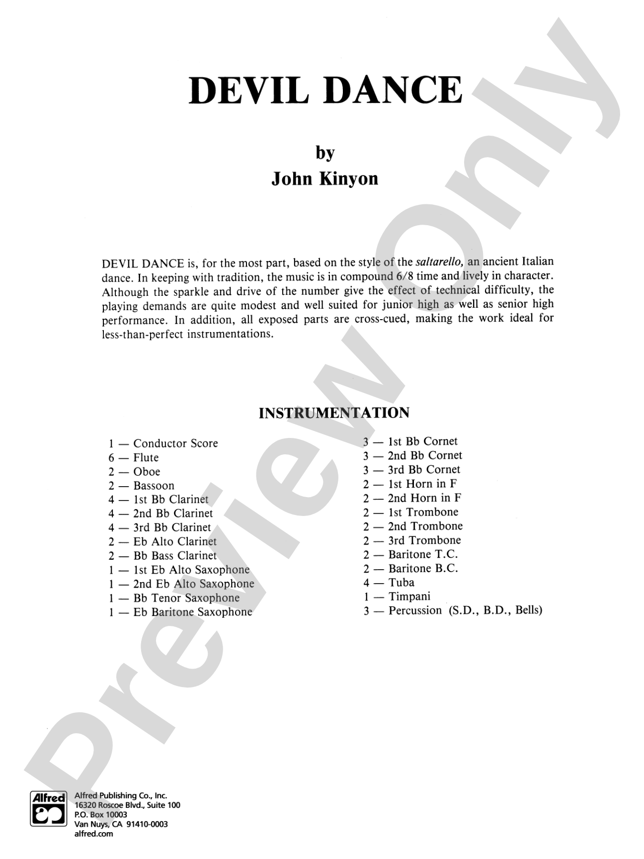 Devil Dance: Concert Band Conductor Score & Parts