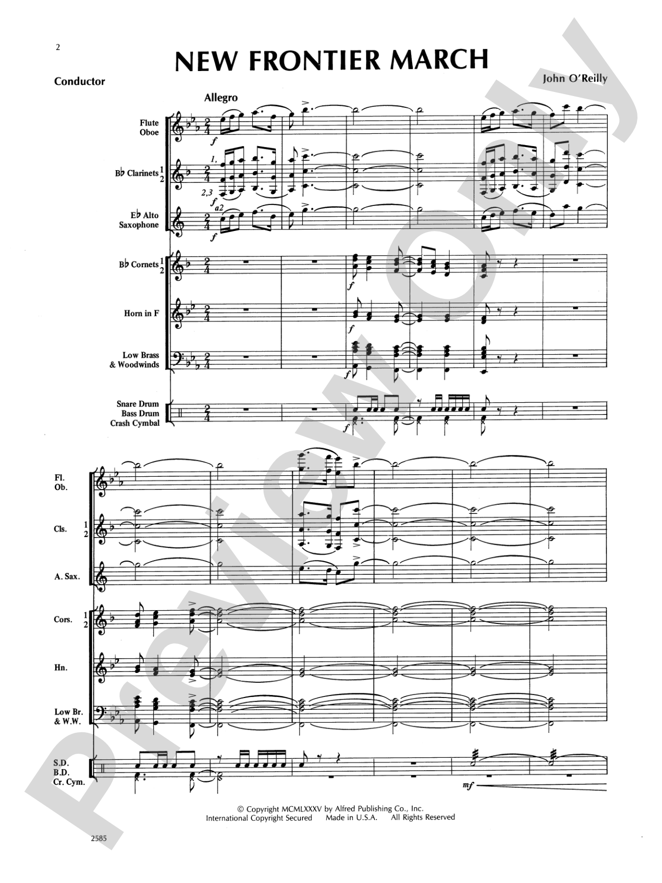 New Frontier March: Concert Band Conductor Score & Parts