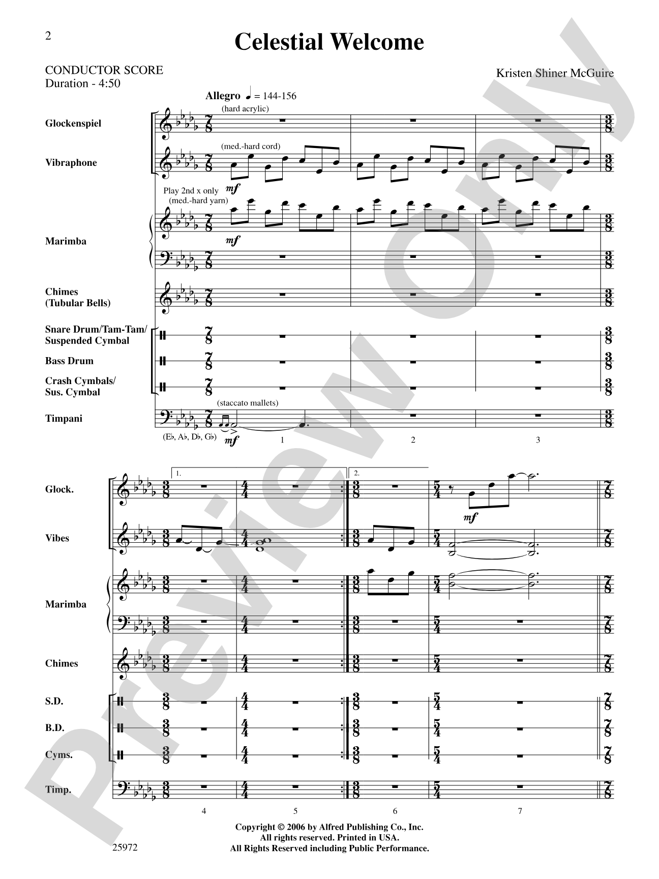 Celestial Welcome: Percussion Ensemble Conductor Score & Parts