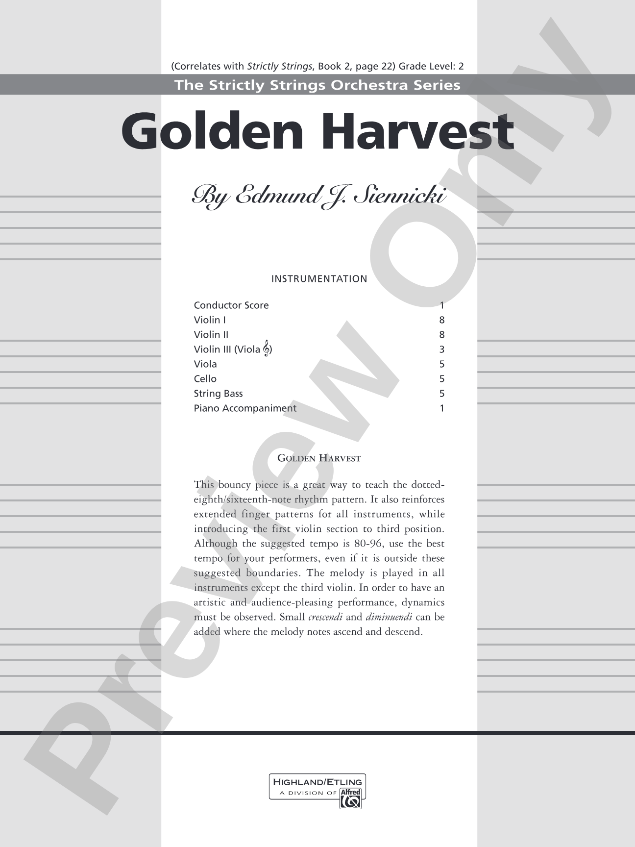 Golden Harvest: String Orchestra Conductor Score & Parts