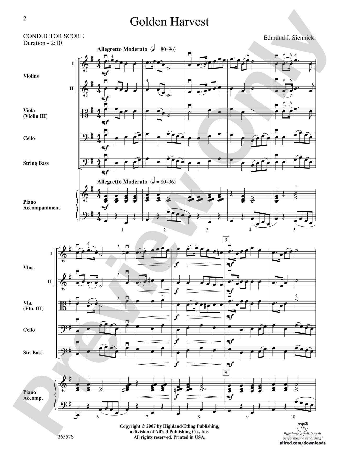 Golden Harvest: String Orchestra Conductor Score & Parts