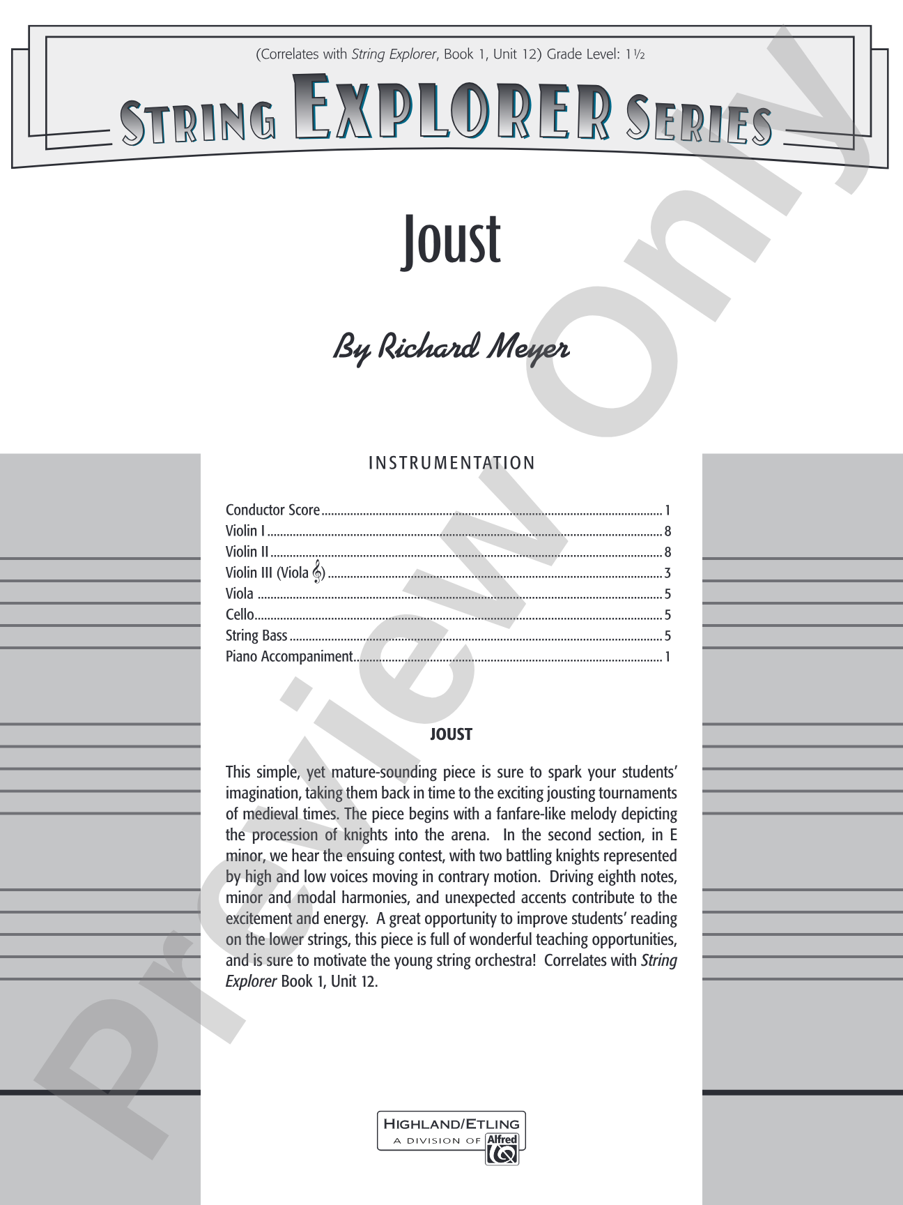 Joust: String Orchestra Conductor Score & Parts