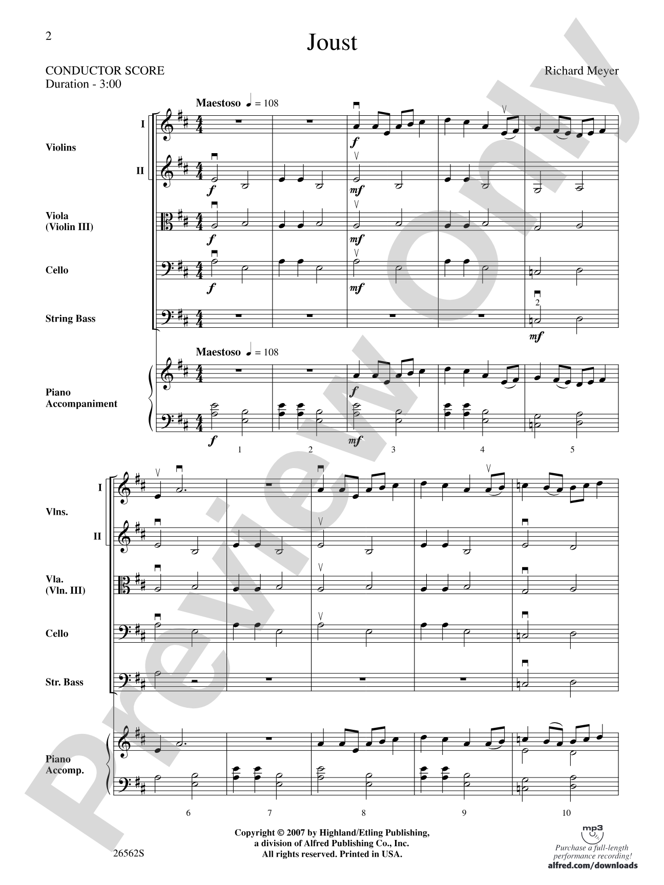 Joust: String Orchestra Conductor Score & Parts