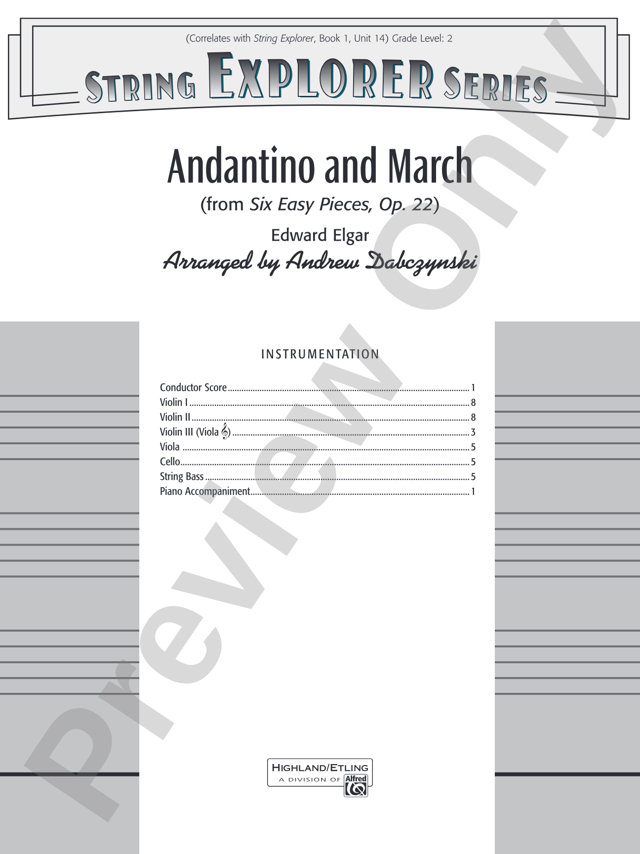 Andantino and March: String Orchestra Conductor Score & Parts