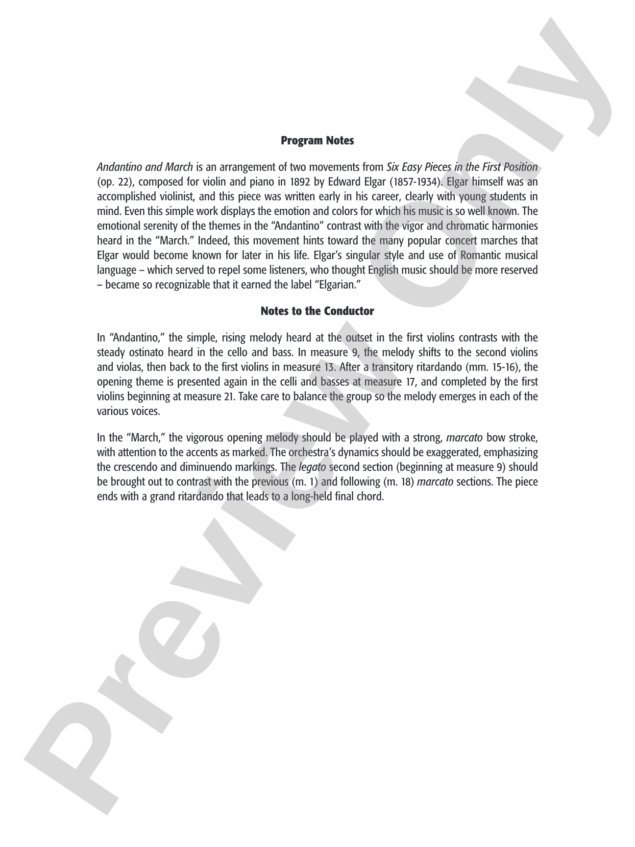 Andantino and March: String Orchestra Conductor Score & Parts
