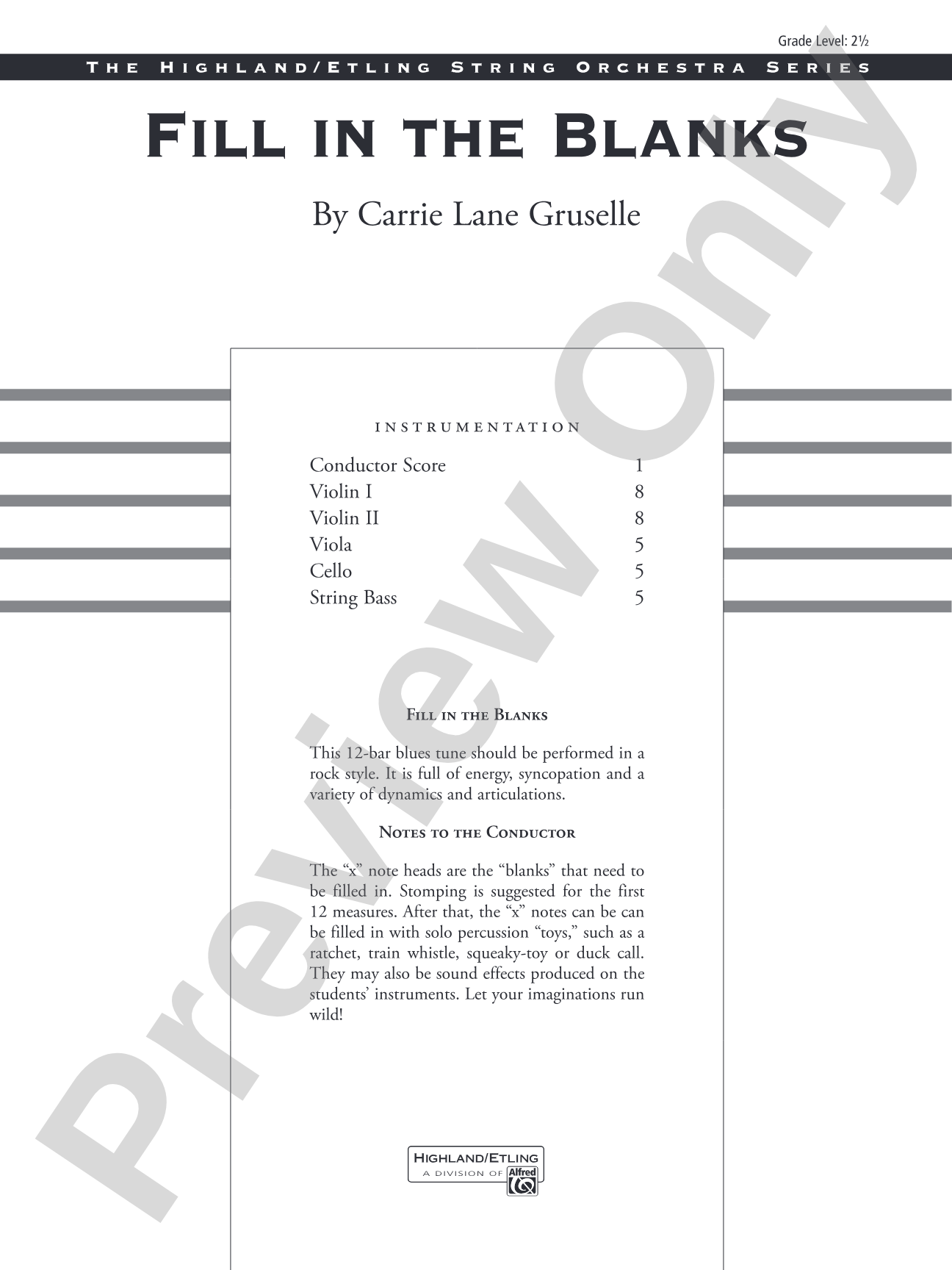 Fill in the Blanks: String Orchestra Conductor Score & Parts
