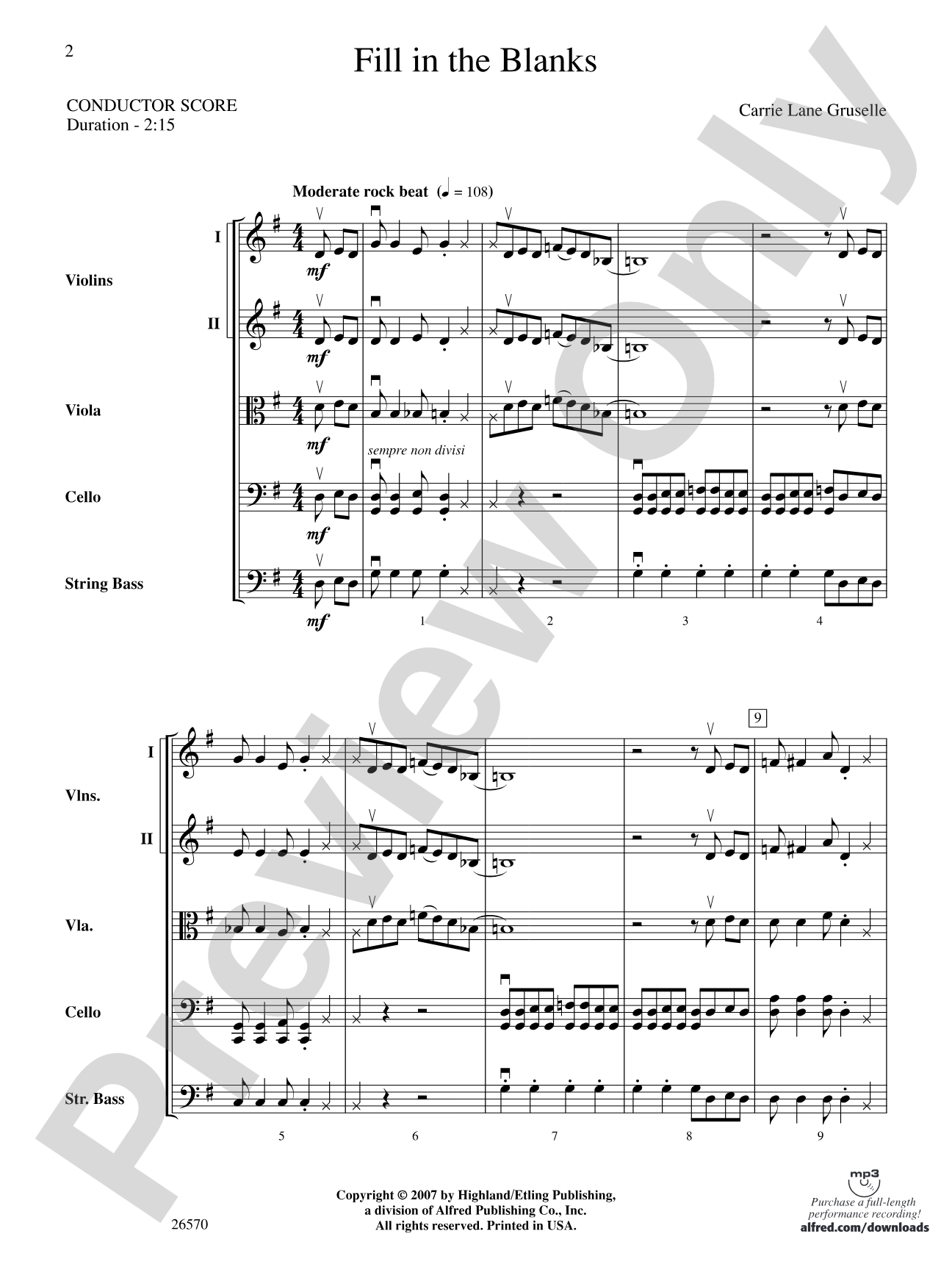 Fill in the Blanks: String Orchestra Conductor Score & Parts