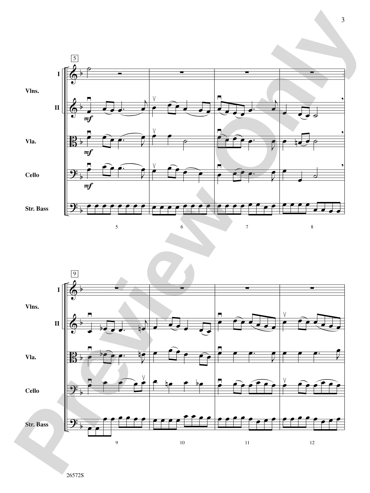 Sheep May Safely Graze: String Orchestra Conductor Score & Parts