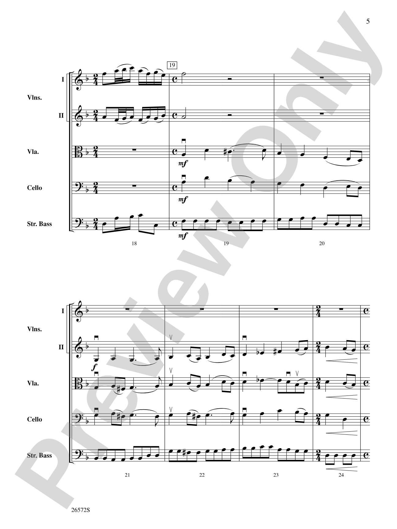Sheep May Safely Graze: String Orchestra Conductor Score & Parts