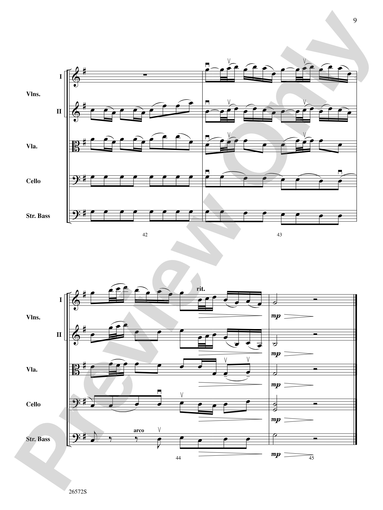 Sheep May Safely Graze: String Orchestra Conductor Score & Parts