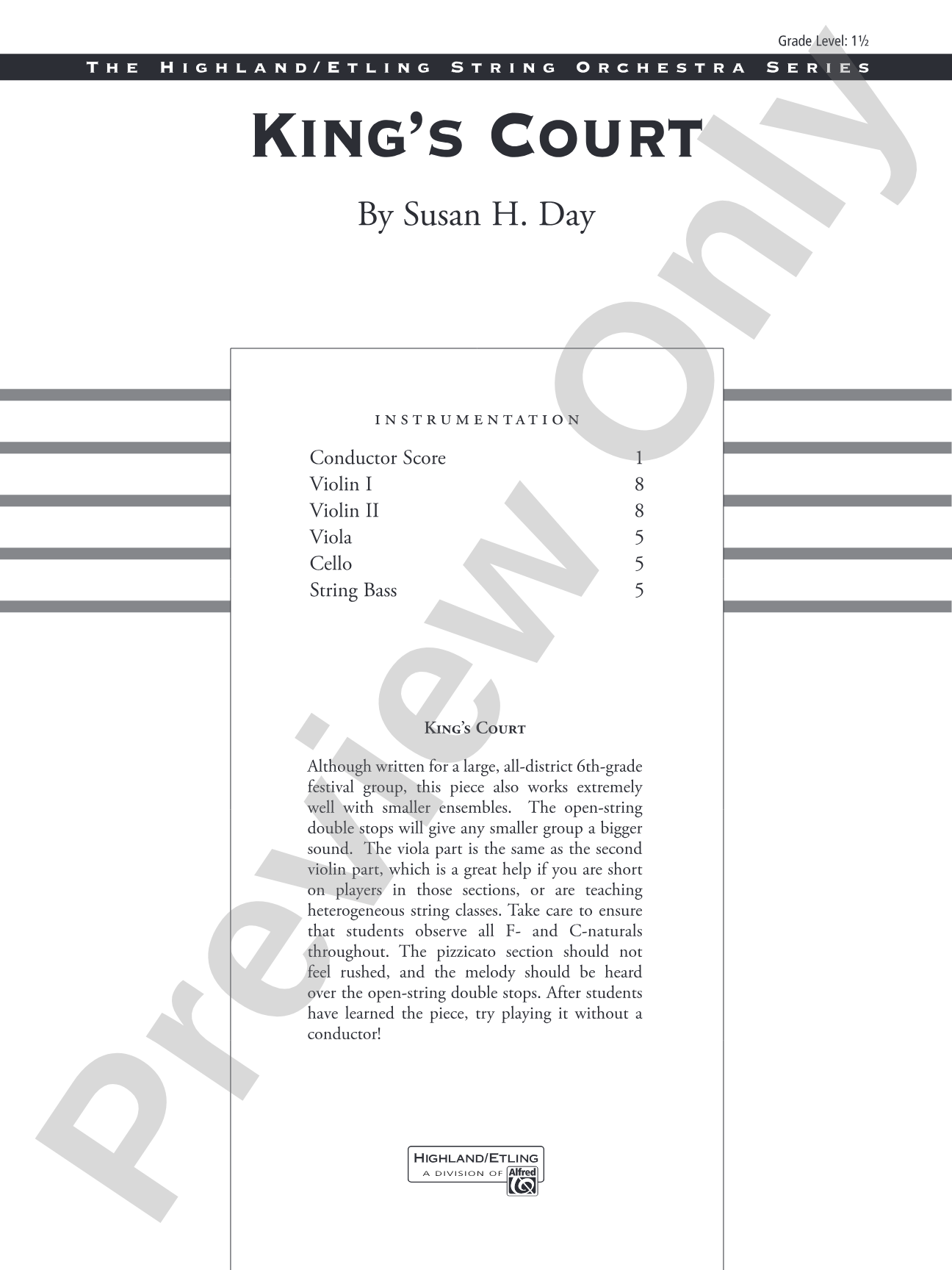 King's Court: String Orchestra Conductor Score & Parts