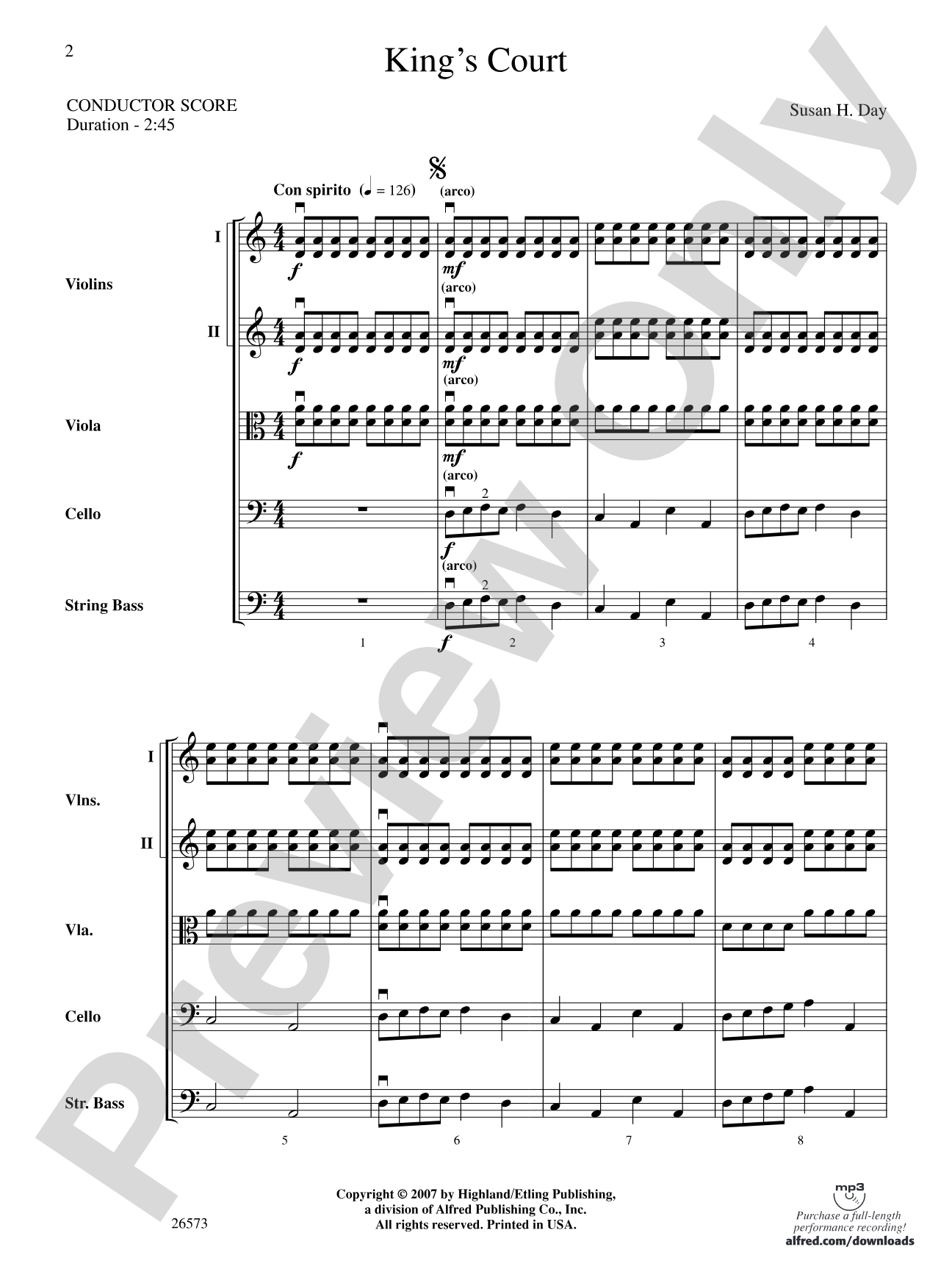 King's Court: String Orchestra Conductor Score & Parts