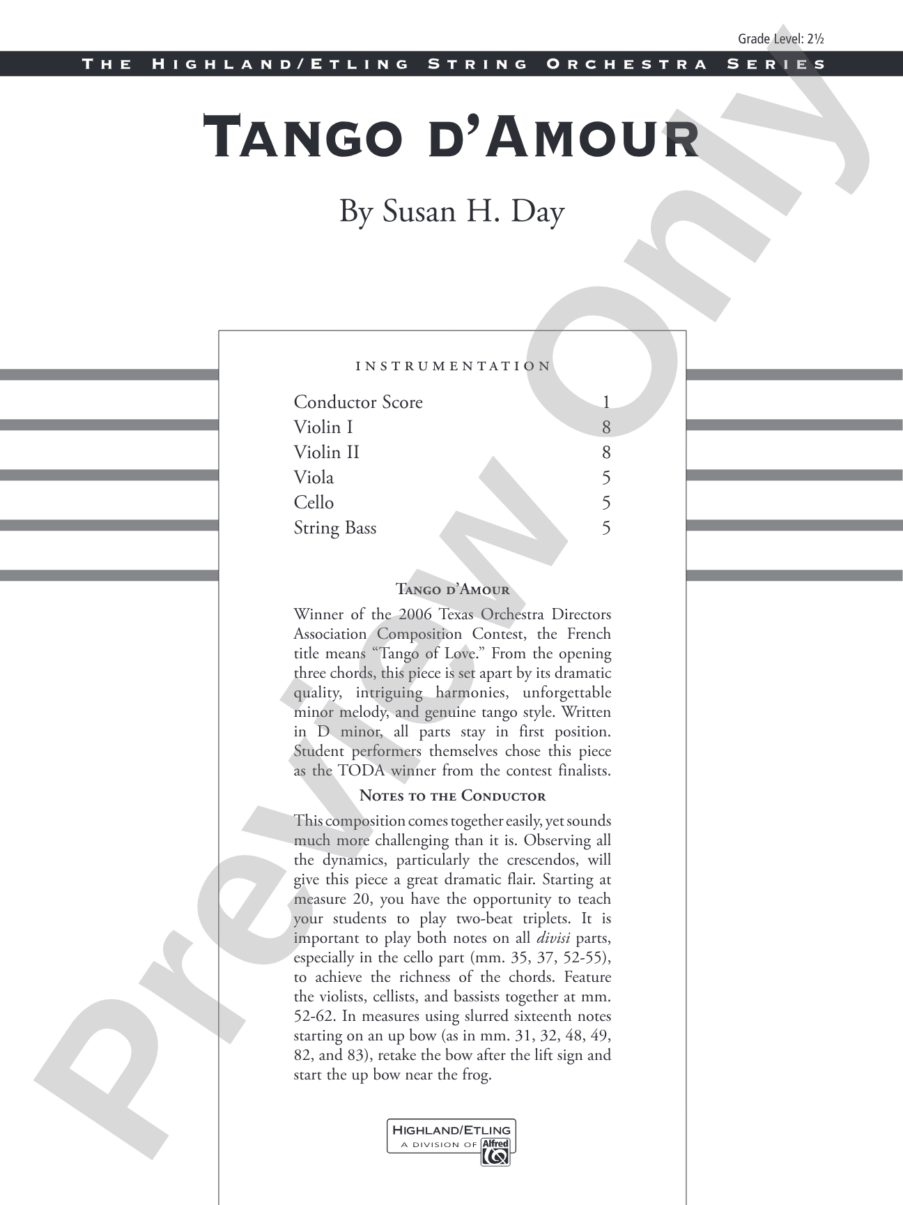 Tango d'Amour: String Orchestra Conductor Score & Parts