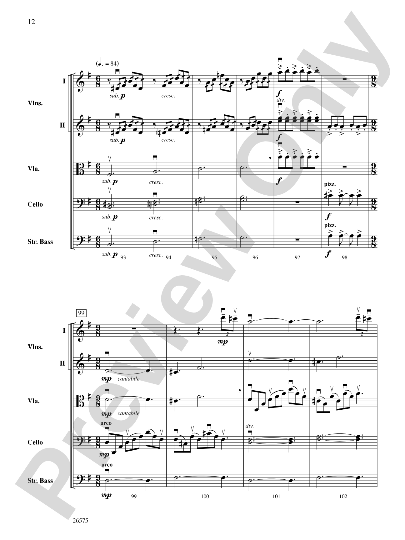 Of Glorious Plumage: String Orchestra Conductor Score & Parts