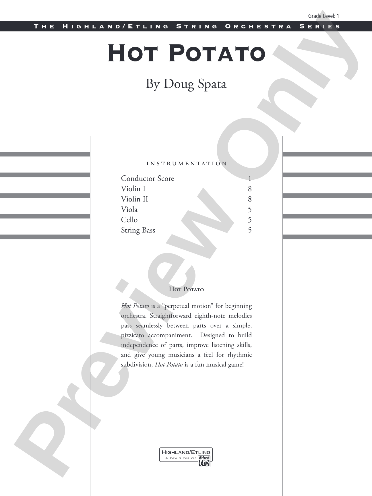 Hot Potato: String Orchestra Conductor Score & Parts