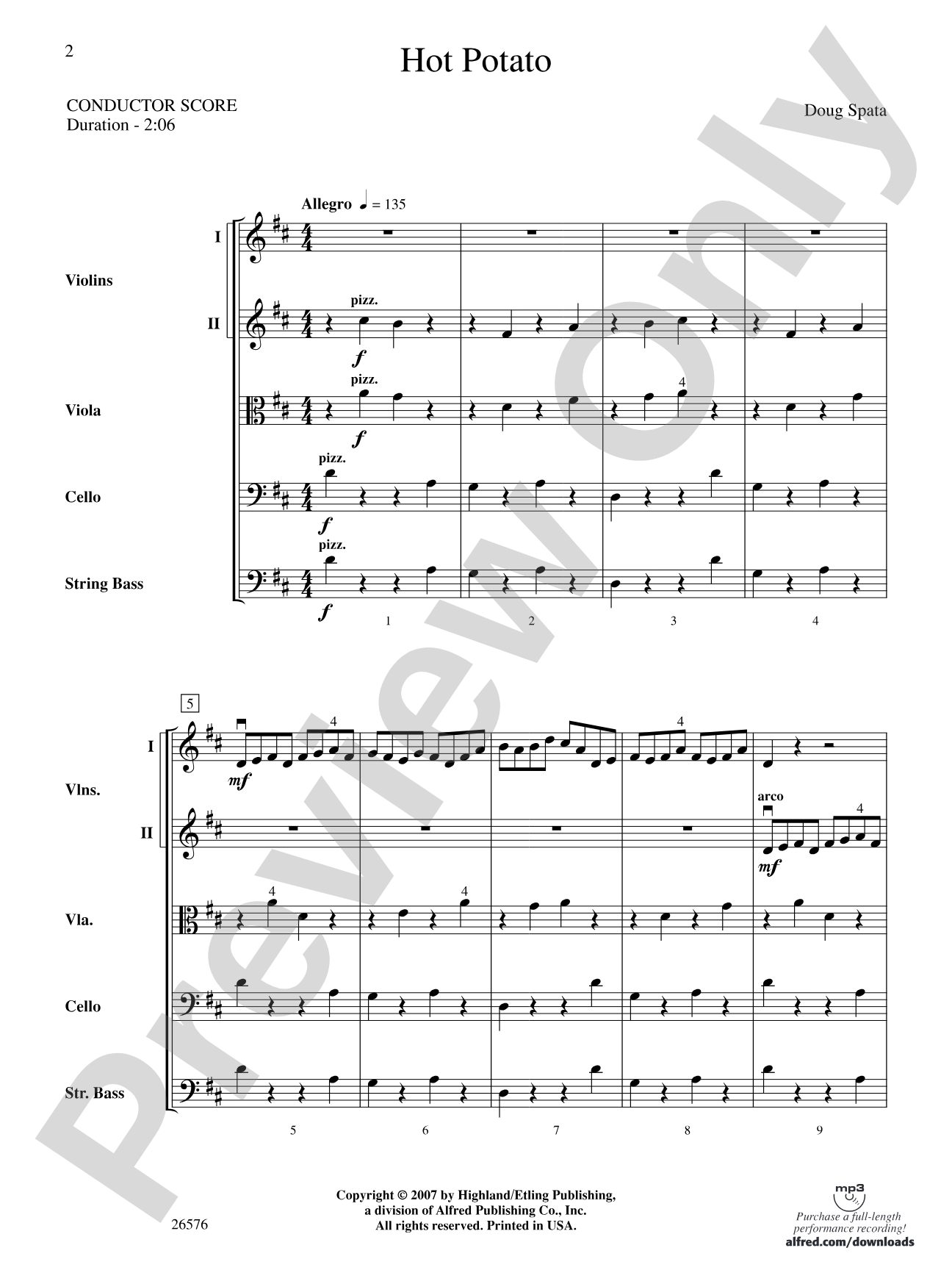 Hot Potato: String Orchestra Conductor Score & Parts
