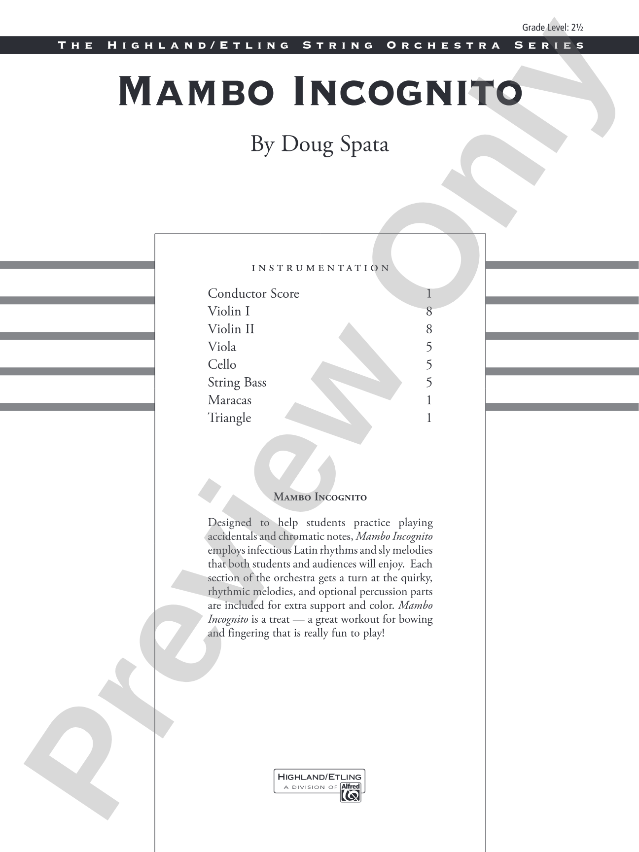 Mambo Incognito: String Orchestra Conductor Score & Parts