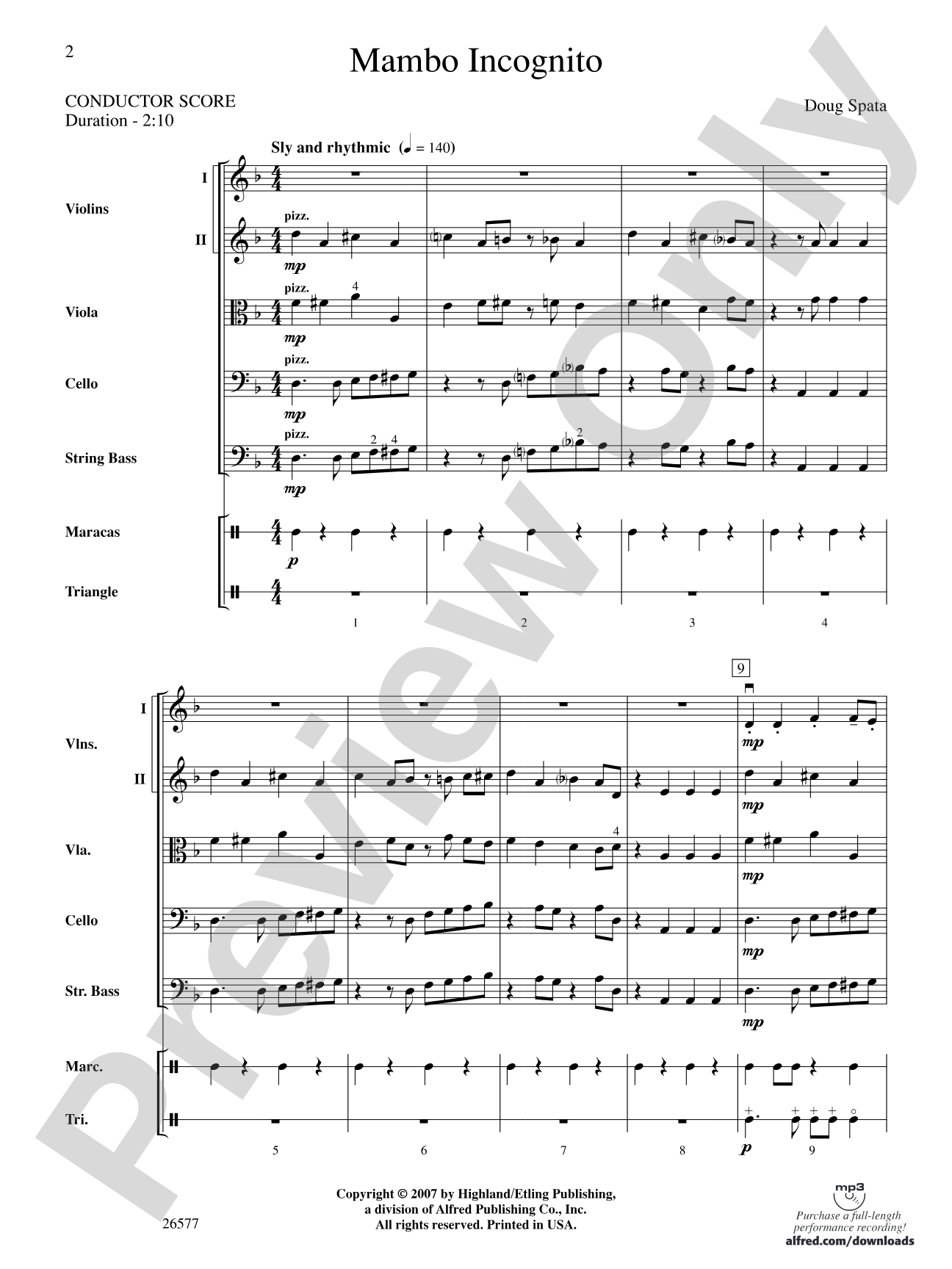 Mambo Incognito: String Orchestra Conductor Score & Parts