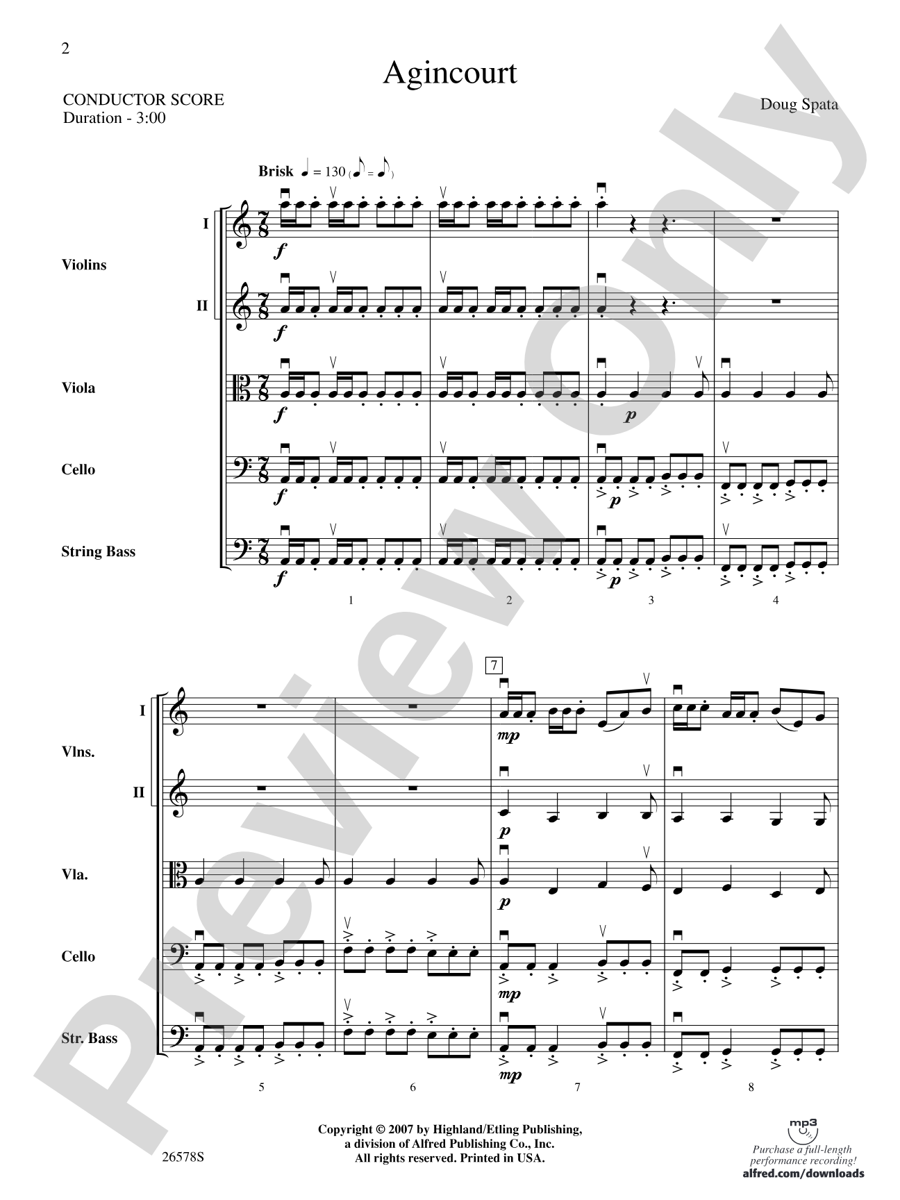 Agincourt: String Orchestra Conductor Score & Parts