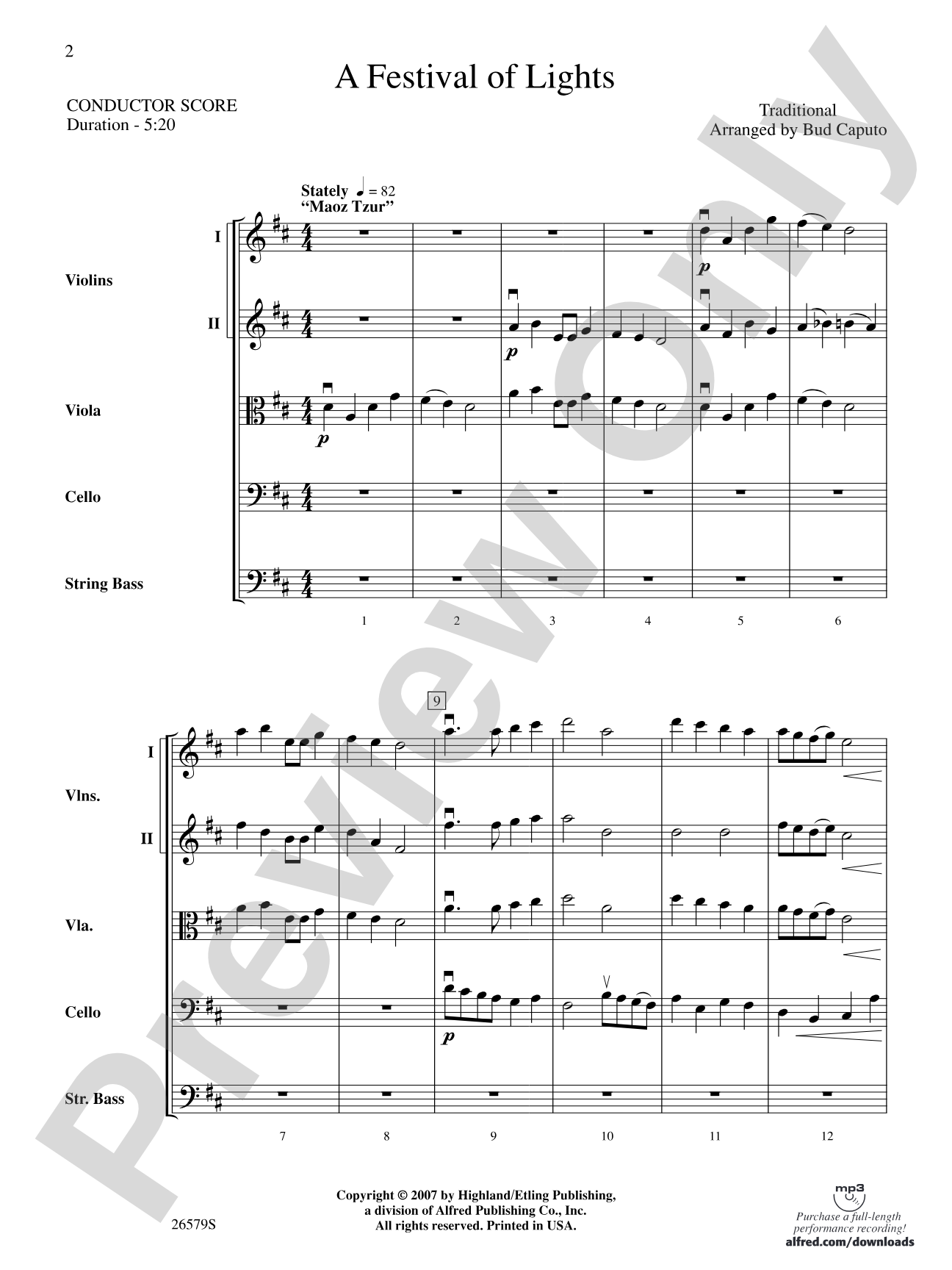A Festival of Lights: String Orchestra Conductor Score & Parts